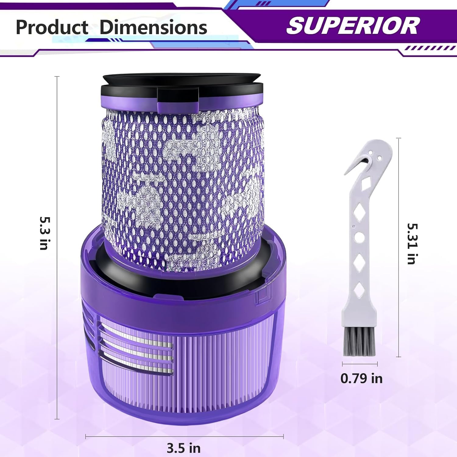 Detalle 2 de Syxtidy Ersatzfilter-Set für Dyson V12 Detect Slim/Absolute – 2 Filter + Reinigungswerkzeug