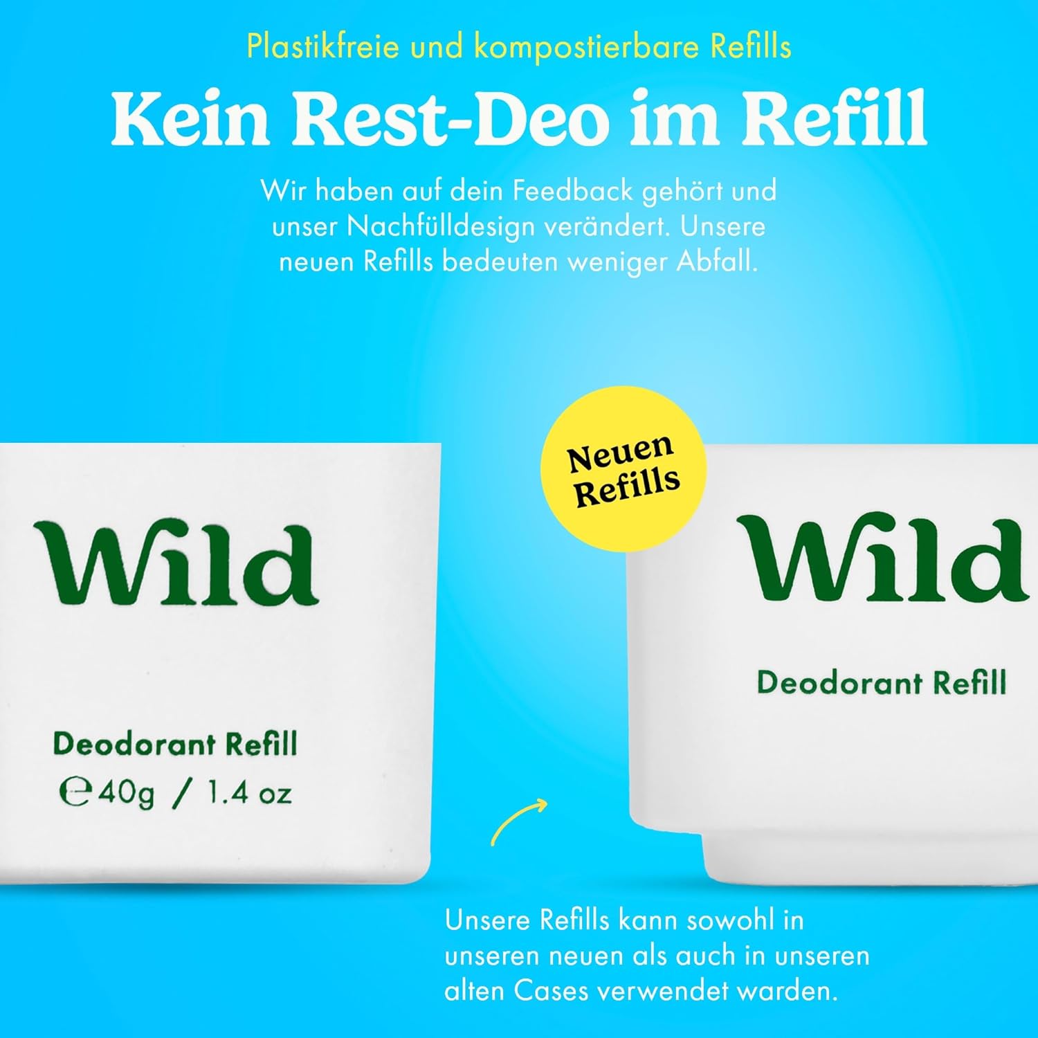 Thumbnail 1 de Wild Nachfüllbares Deo – Coconut & Vanilla 3er-Pack (40 g × 3) – vegan, aluminium Salzfrei, plastikfrei, lang anhaltender Schutz
