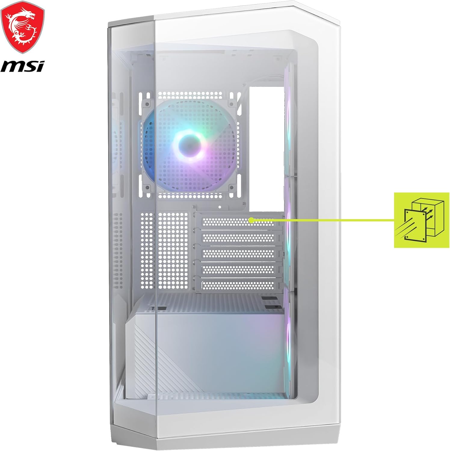 Thumbnail 1 de MSI MAG PANO M100R PZ Micro-ATX PC Case (White)