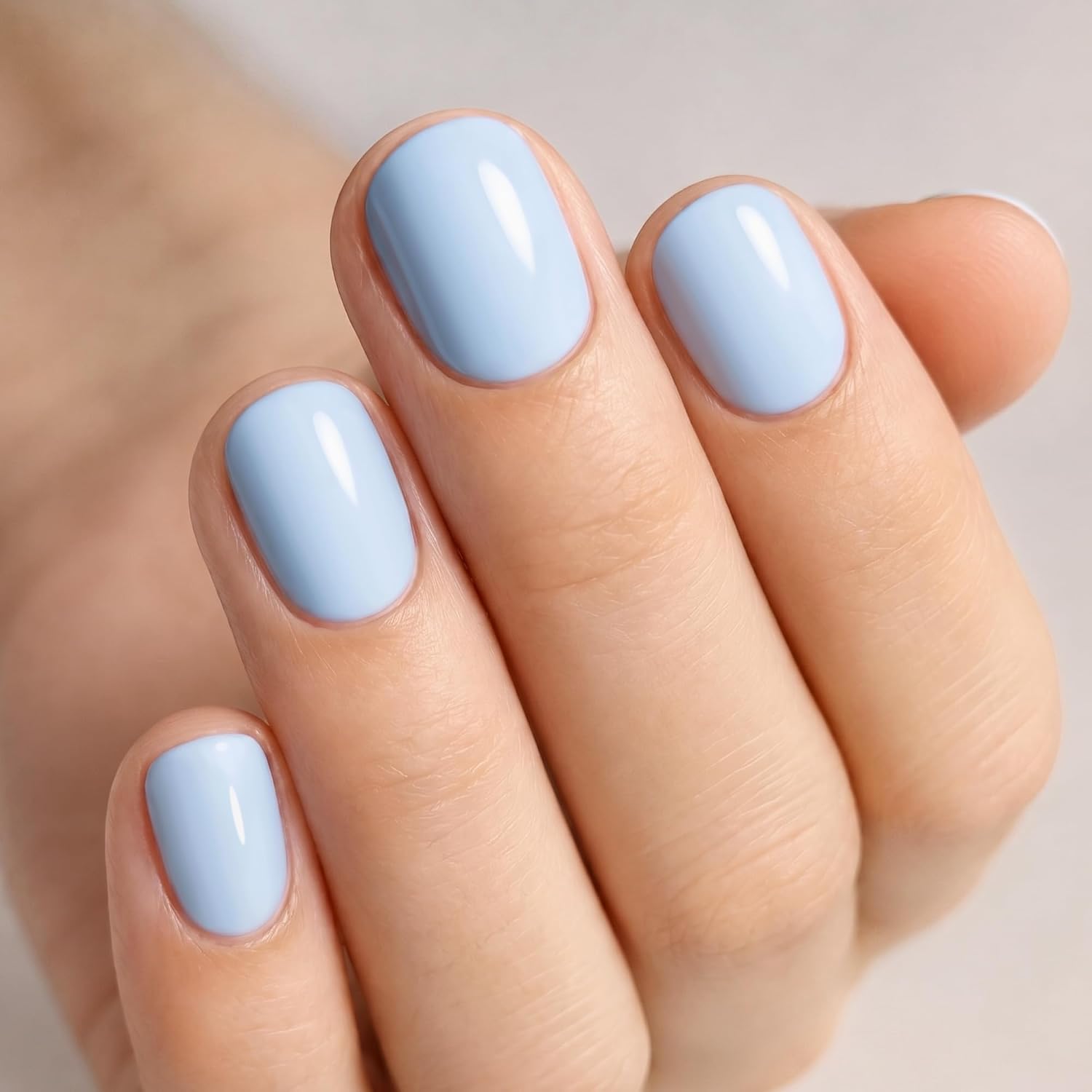 Detalle de UNA GELLA UG-B063 Extra Short Squoval Press-On Nails, Baby Blue, 32-Piece Kit