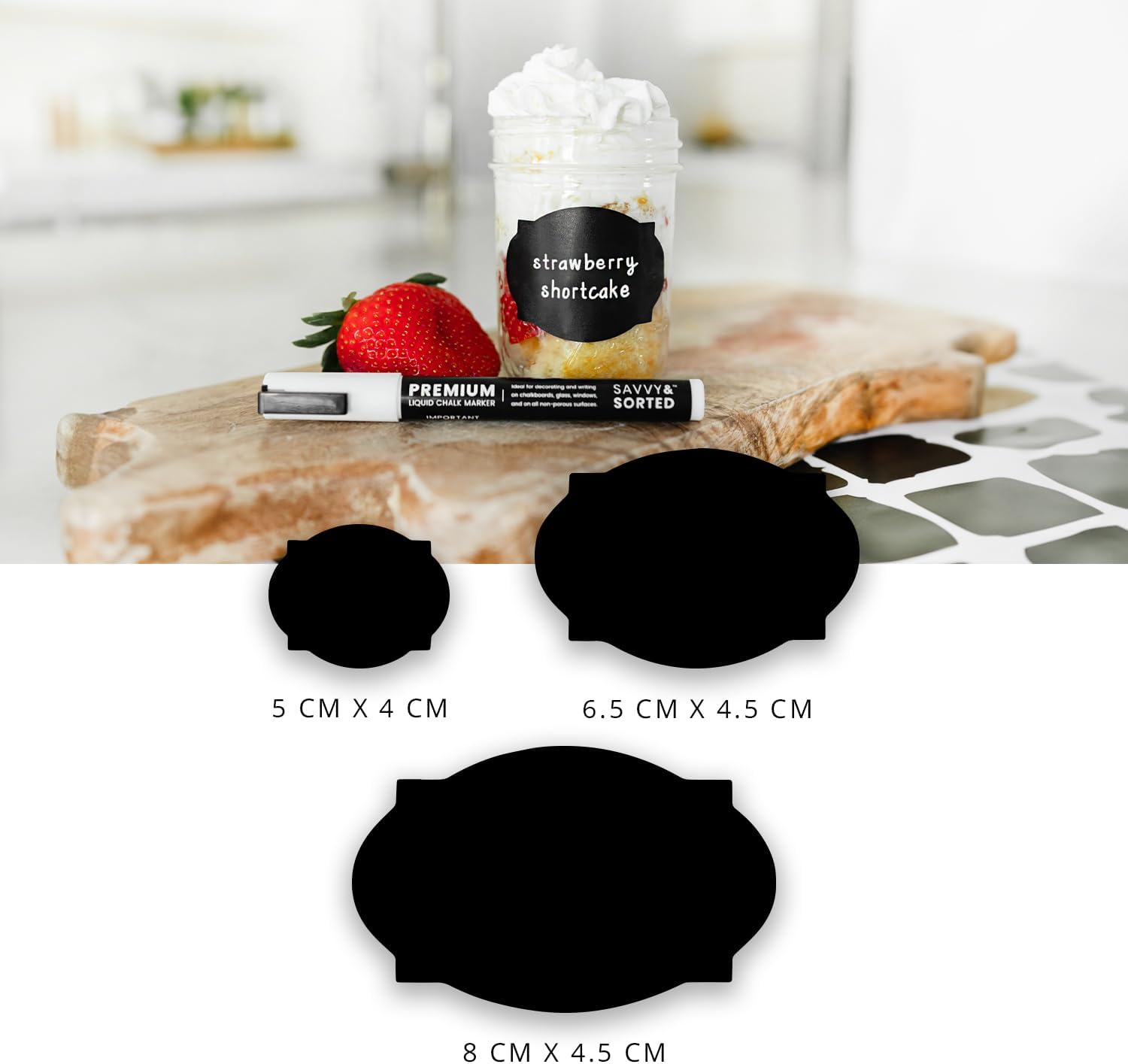 Detalle 2 de SAVVY & SORTED SAS00053-UPC Chalkboard Labels, 200 Waterproof Vinyl Stickers