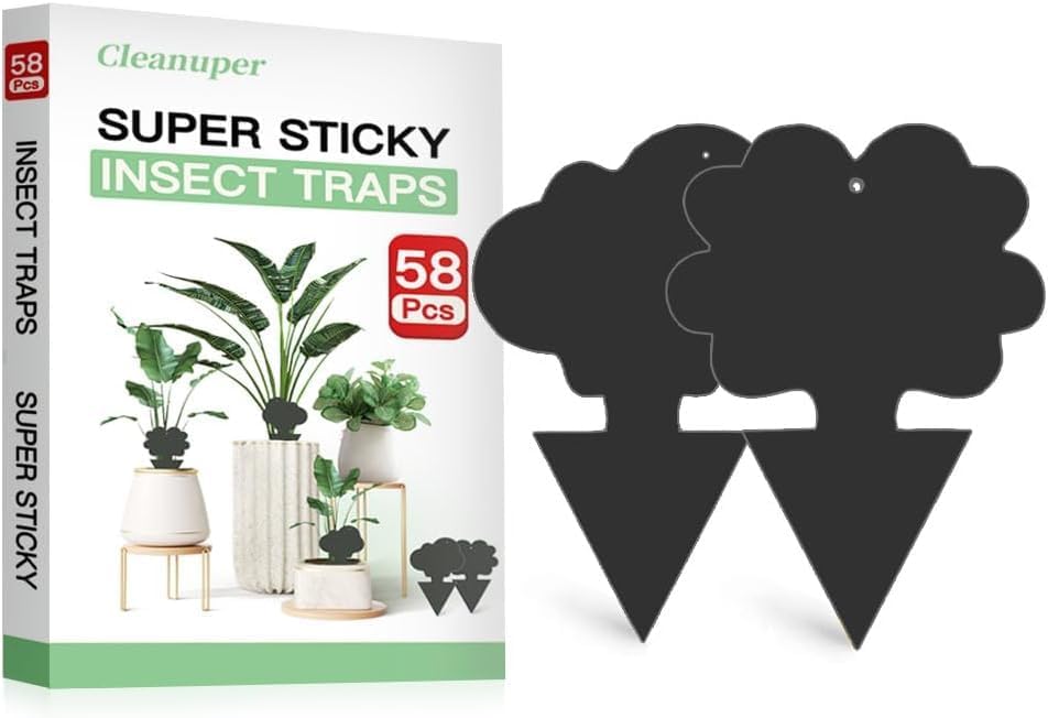Detalle de Cleanuper 58 black Sticky Traps for Plants, 58-Pack, Double-Sided Adhesive