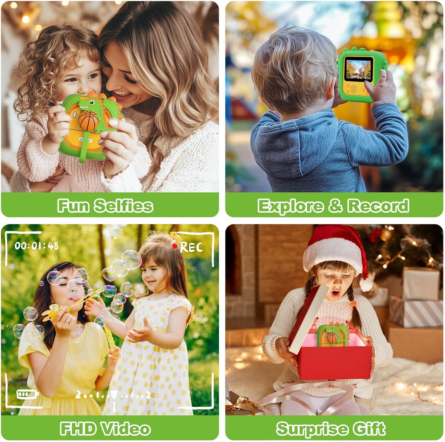Thumbnail 2 de ARNSSIEN Kids Camera Instant Print with 180° Flip Lens (Green Dinosaur)