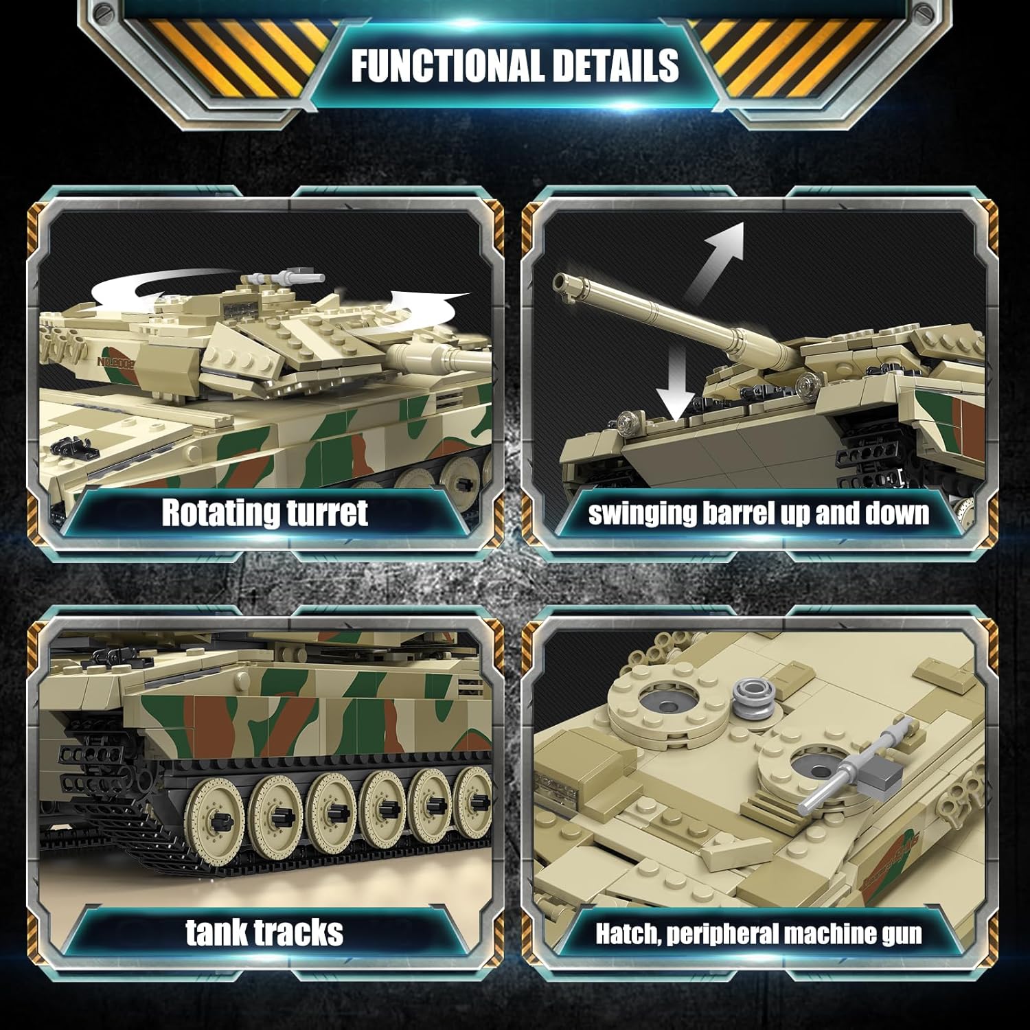 Thumbnail 2 de Mould King 20020 MOC Technik Panzer „Leopard 2/Tiger-Panzer“ ferngesteuert (Klemmbausteine-Bausatz, 1091+ Teile)