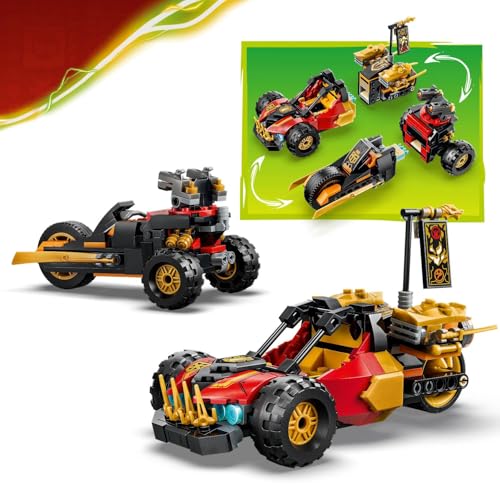 Detalle 2 de LEGO Ninjago Véhicules Combinables de Kai et Cole (71864) – Moto et buggy, 3 minifigurines