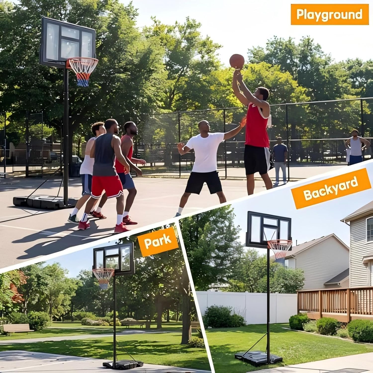 Detalle de DUMOS 6.1-10FT Adjustable Portable Basketball Hoop with 44-Inch Backboard