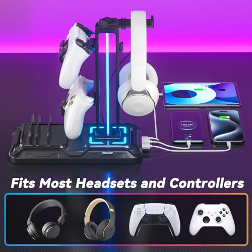 Thumbnail 4 de KDD Headset Stand with Charging Station – Detachable Headset Controller Holder (Black)