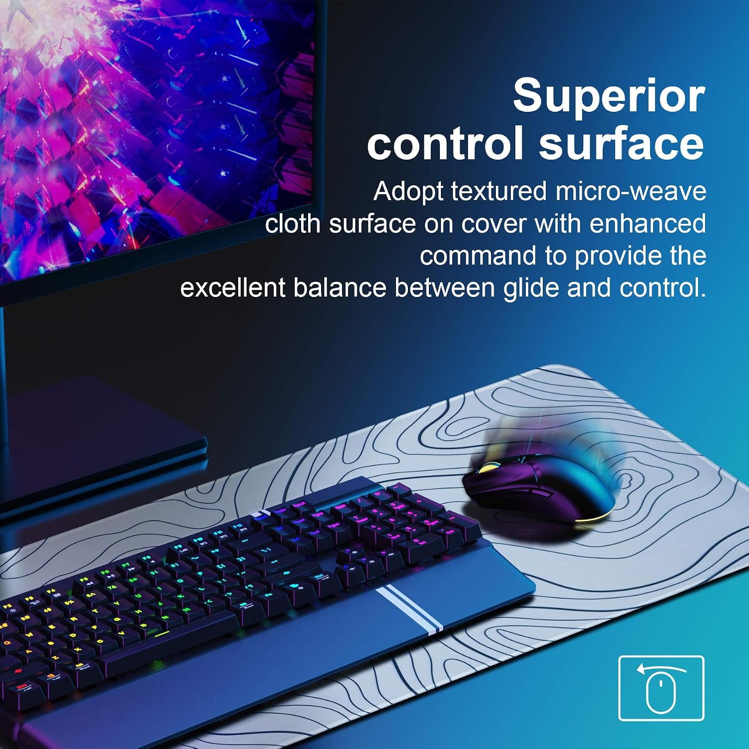 Detalle 2 de DAWNTREES 1400 x 600 x 4 mm Large Mouse Pad – Extended Contour with Non-Slip Base
