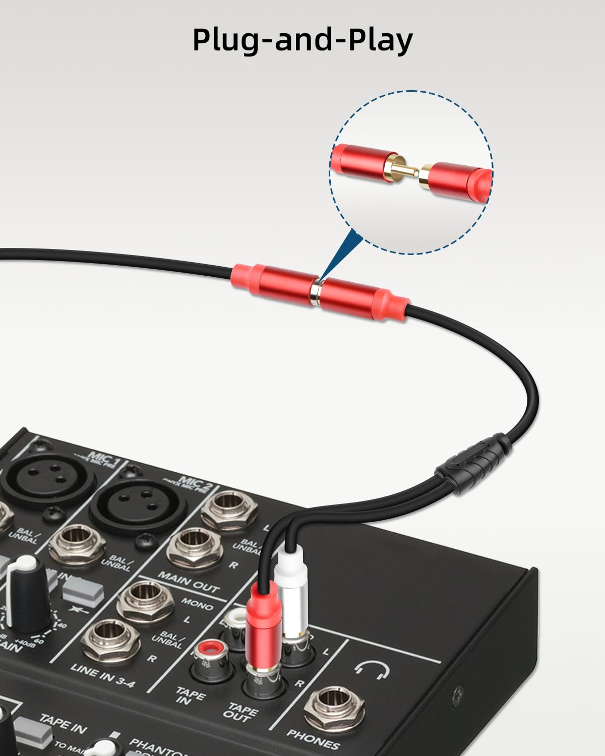 Thumbnail 4 de RIIEYOCA RCA Y-Splitter Short Audio Extension Cable (male to 2x RCA female)