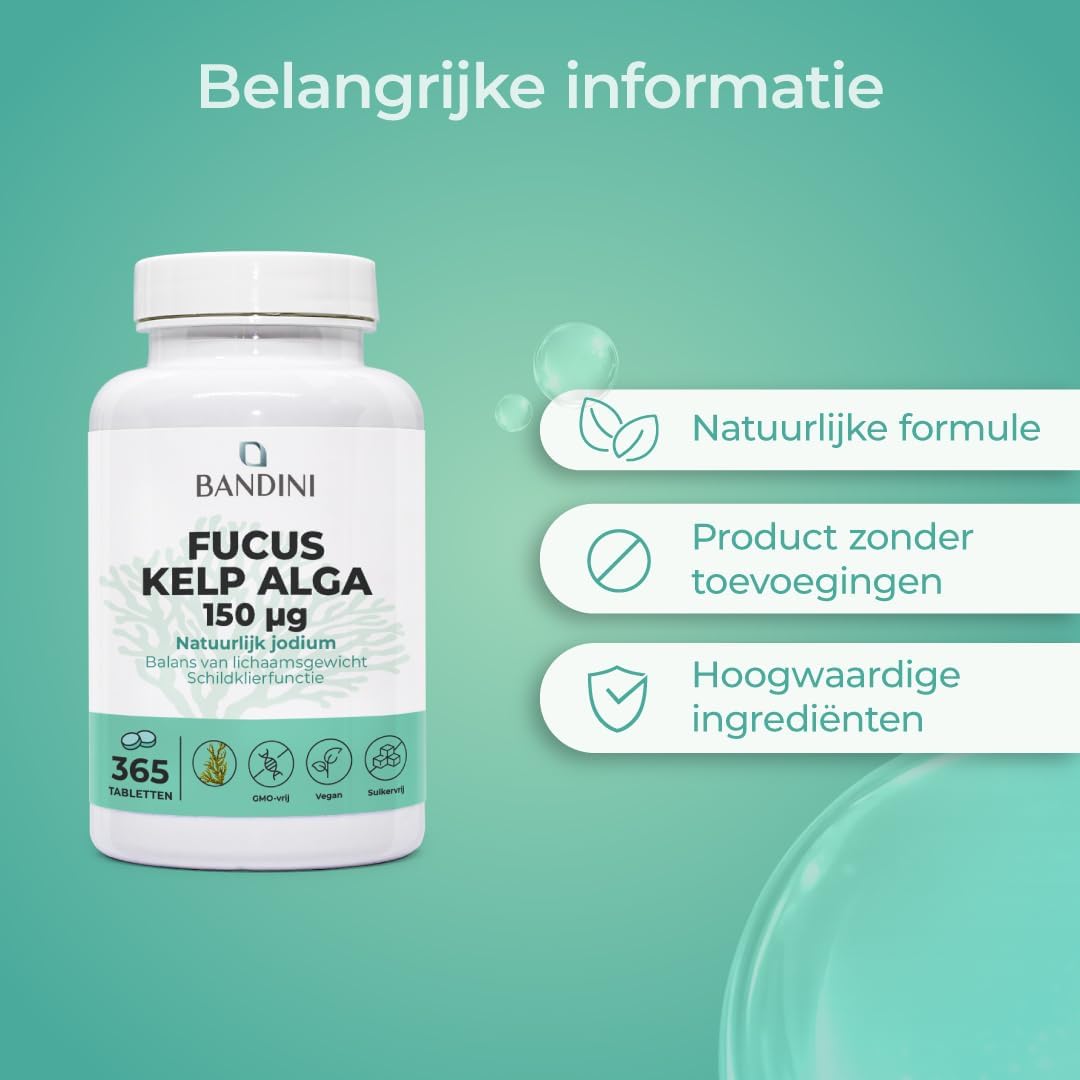 Thumbnail 5 de BANDINI Fucus Kelp Algae jodiumtabletten, 150 µg, 365 stuks