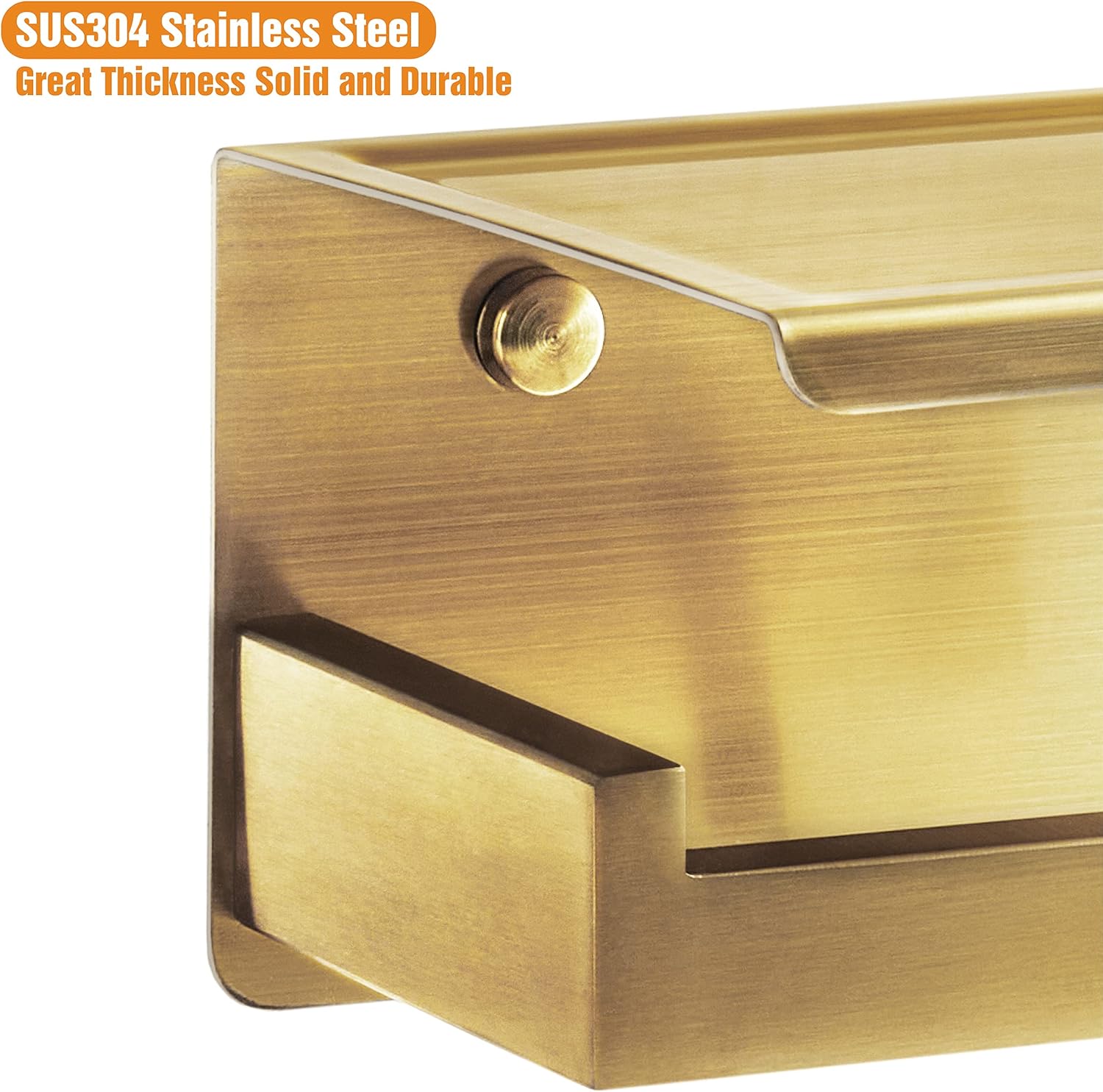 Thumbnail 4 de HITSLAM Toilettenpapierhalter Ohne Bohren – Edelstahl gold mit Ablage, Wandmontage