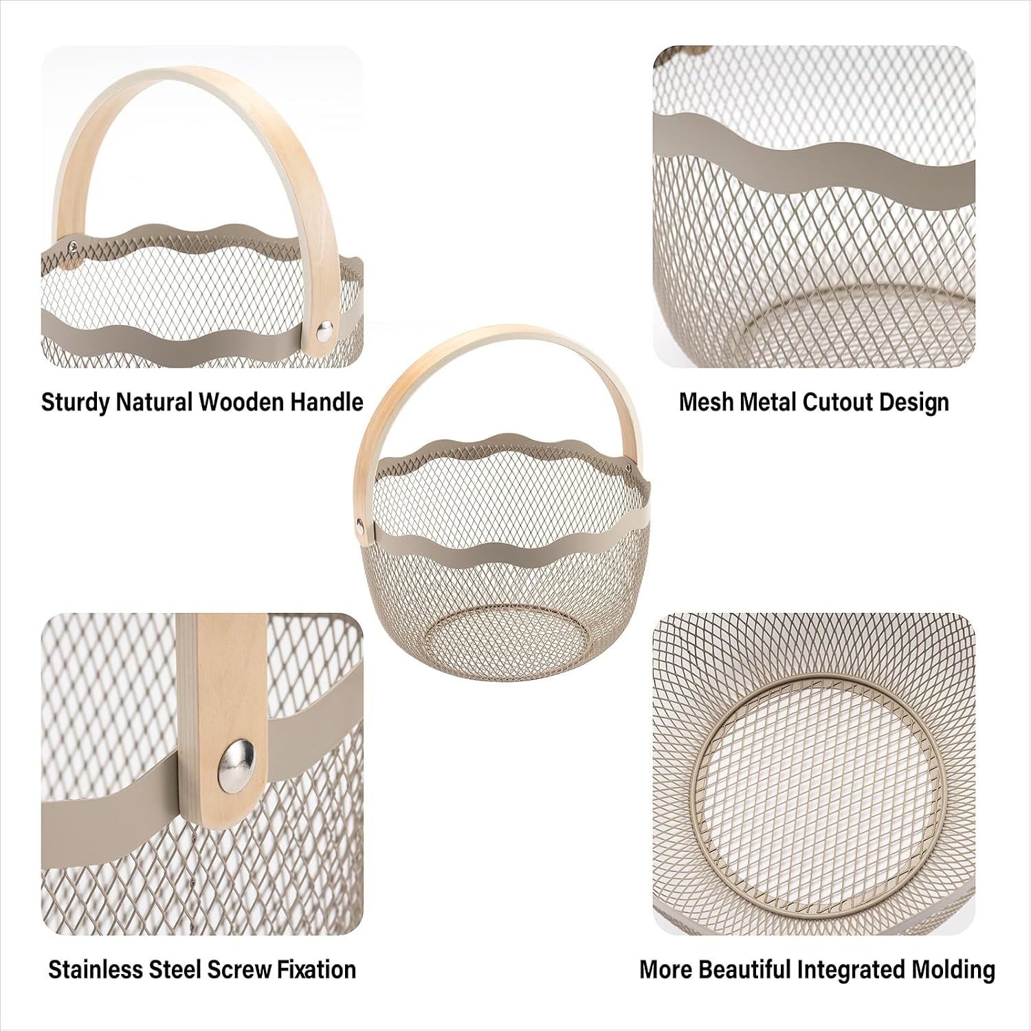 Detalle de SANHSEHOME Metal Mesh Harvest Basket, Alloy Steel