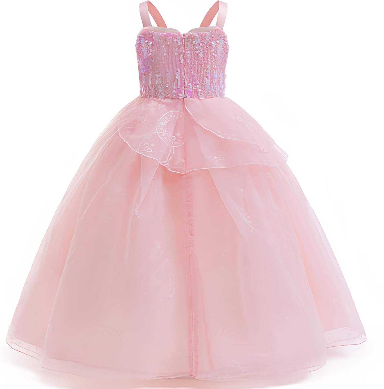 Detalle 2 de Tangsenyu New Glinda Costume Kids Good Witch Purple Fairy Sequins Princess Tulle Dress