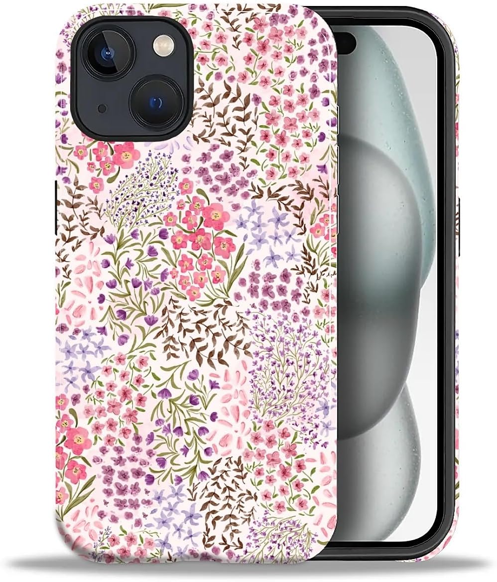 Thumbnail 1 de Yesad iPhone 15 Plus Case, Dual-Layer TPU and PC, Pink Flowers Garden