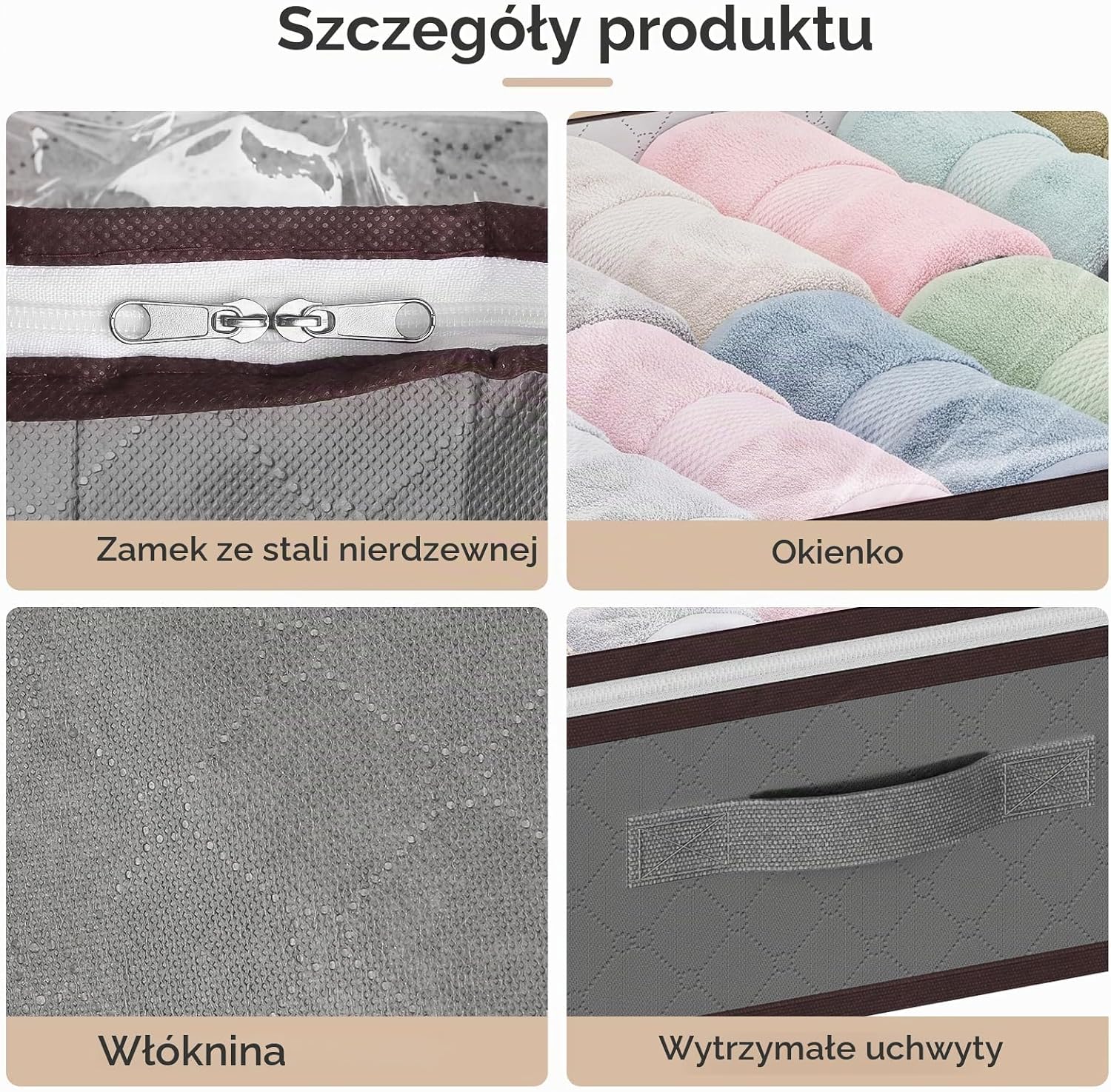 Detalle 2 de JAECU CD40-2 – 2 składane pojemniki 40 l na ubrania, z oknem