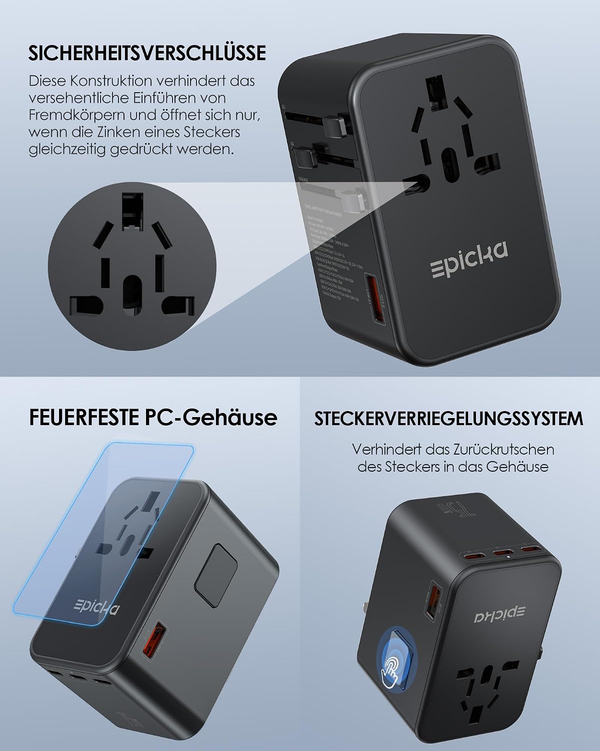 Thumbnail 6 de EPICKA Reiseadapter Weltweit TA-105 Max
