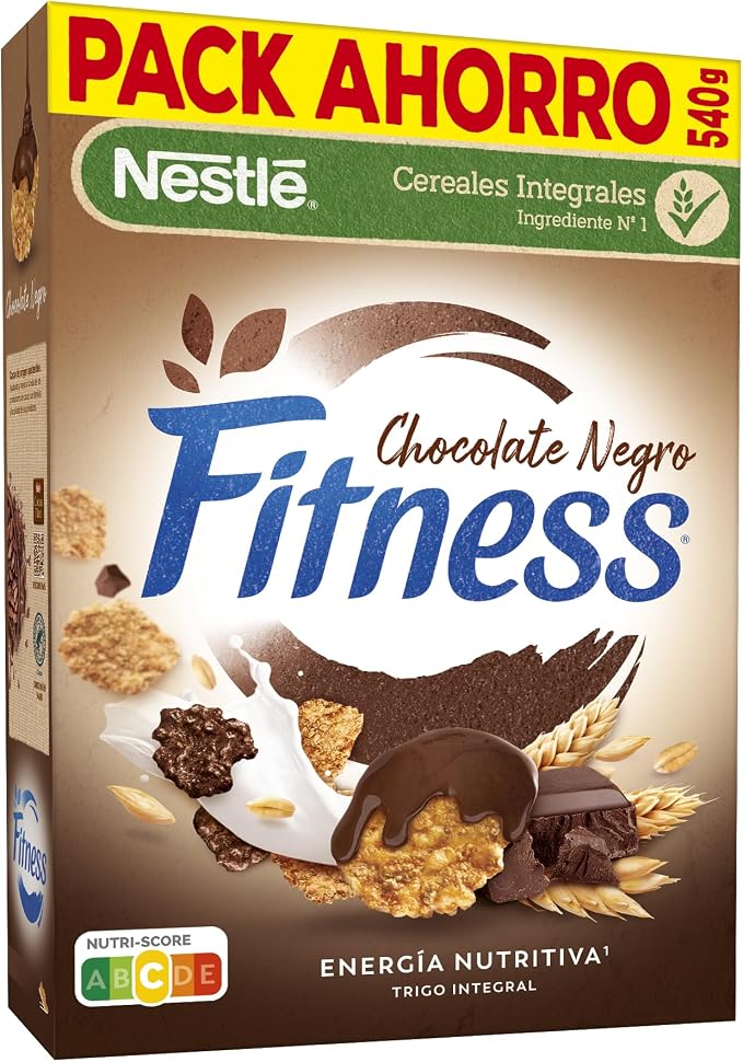 Nestlé Fitness Chocolate Negro, Pack de 12 x 540g 🍫