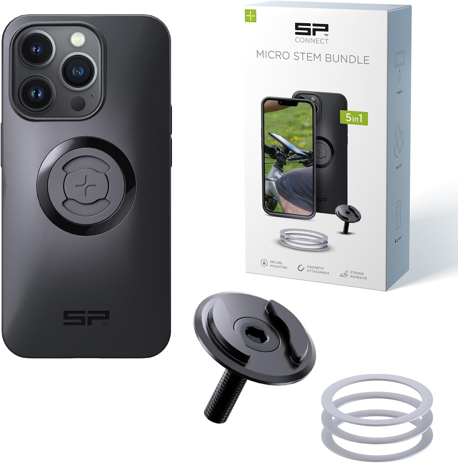 Detalle de SP CONNECT Micro Stem Bundle SPC+ pour iPhone 14 Pro : support vélo avec fixation MagSafe