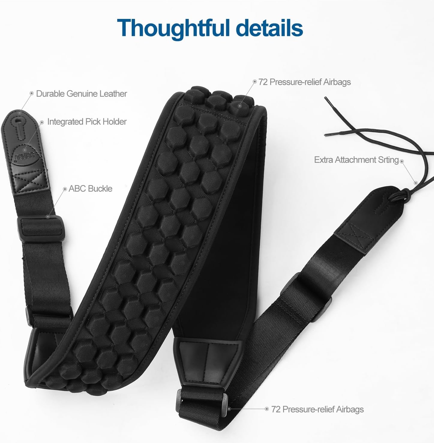 Detalle 1 de SGPRO Guitar and Bass Strap with Leather Ends
