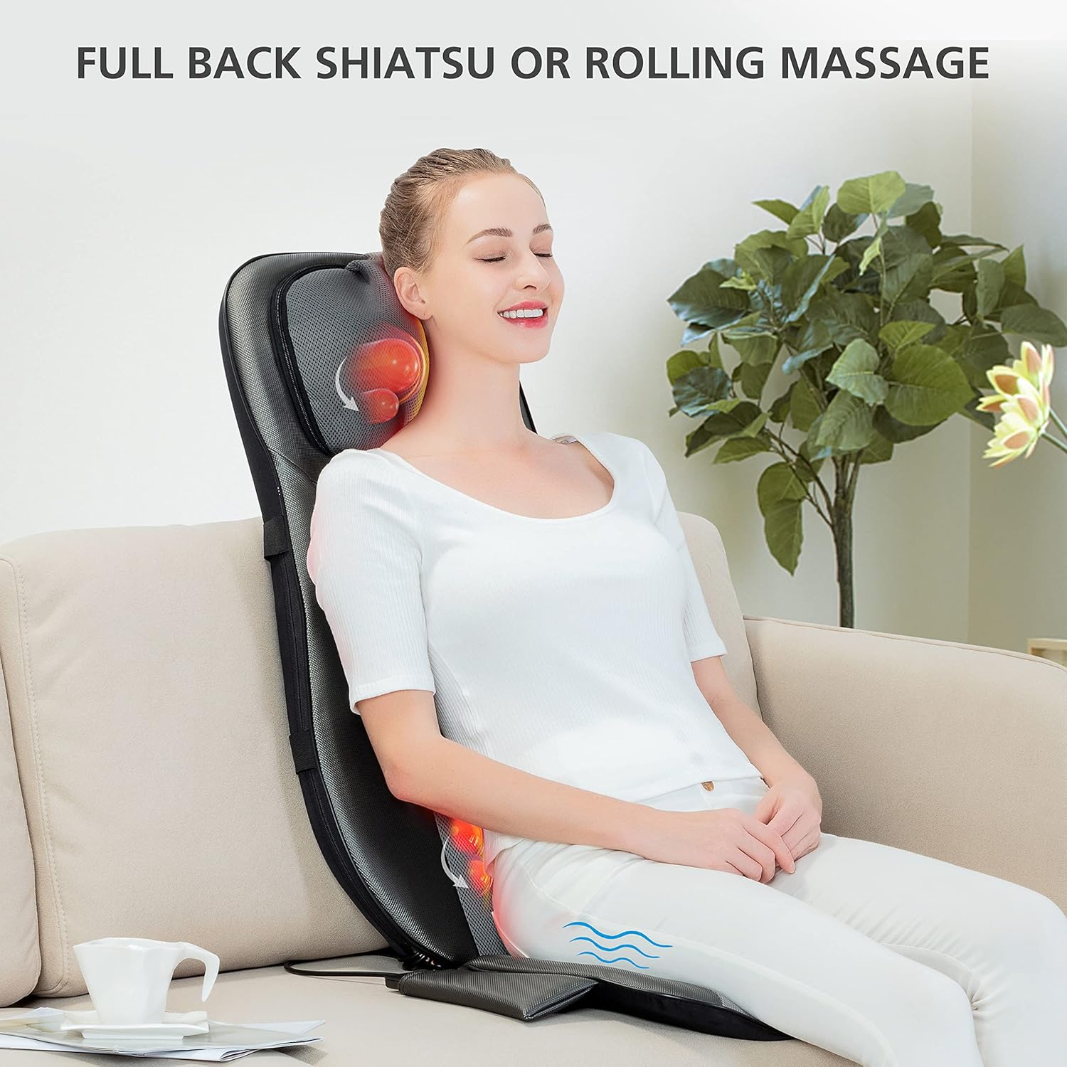 Detalle 2 de Snailax Fauteuil Massant Shiatsu Coussin de Massage Dos avec Chaleur – Massage du cou et du dos, confort bureau et maison