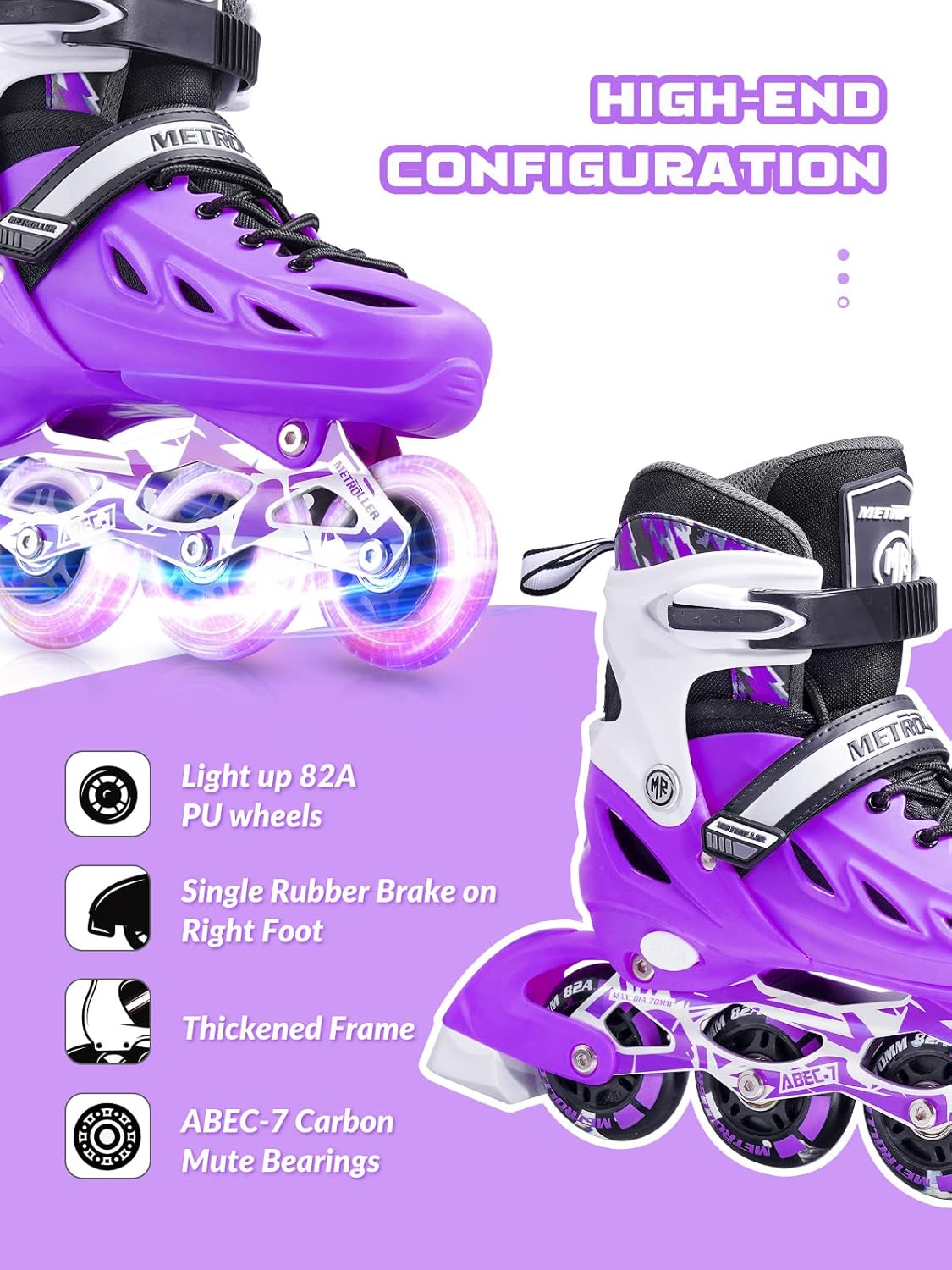 Thumbnail 4 de METROLLER Adjustable Inline Skates (Inline Skating for Kids, Youth & Adults) with Light-Up Wheels