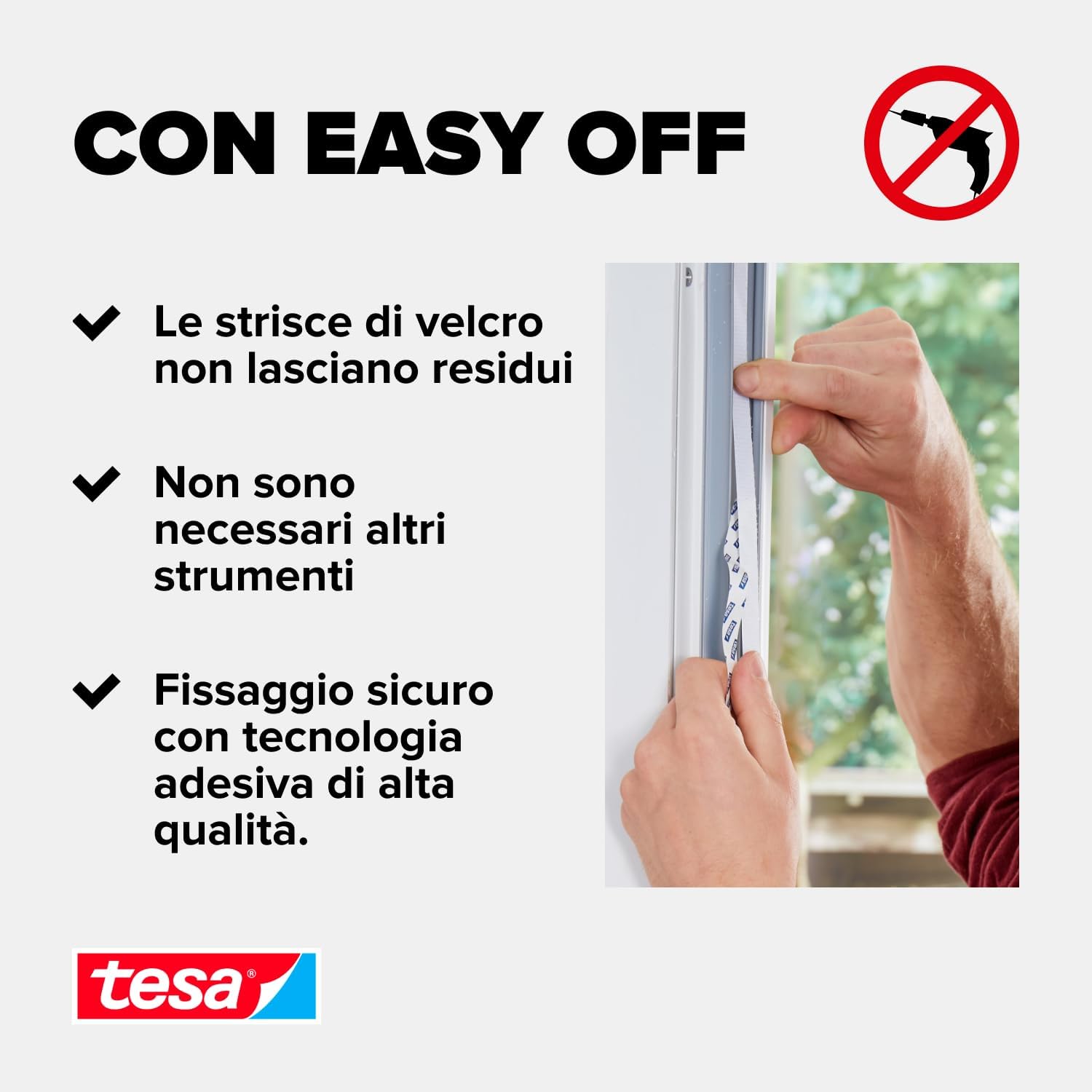 Detalle 2 de tesa Insect Stop Hook & Loop Comfort zanzariera per finestre con nastro a strappo rimovibile 170 x 180 cm, bianco