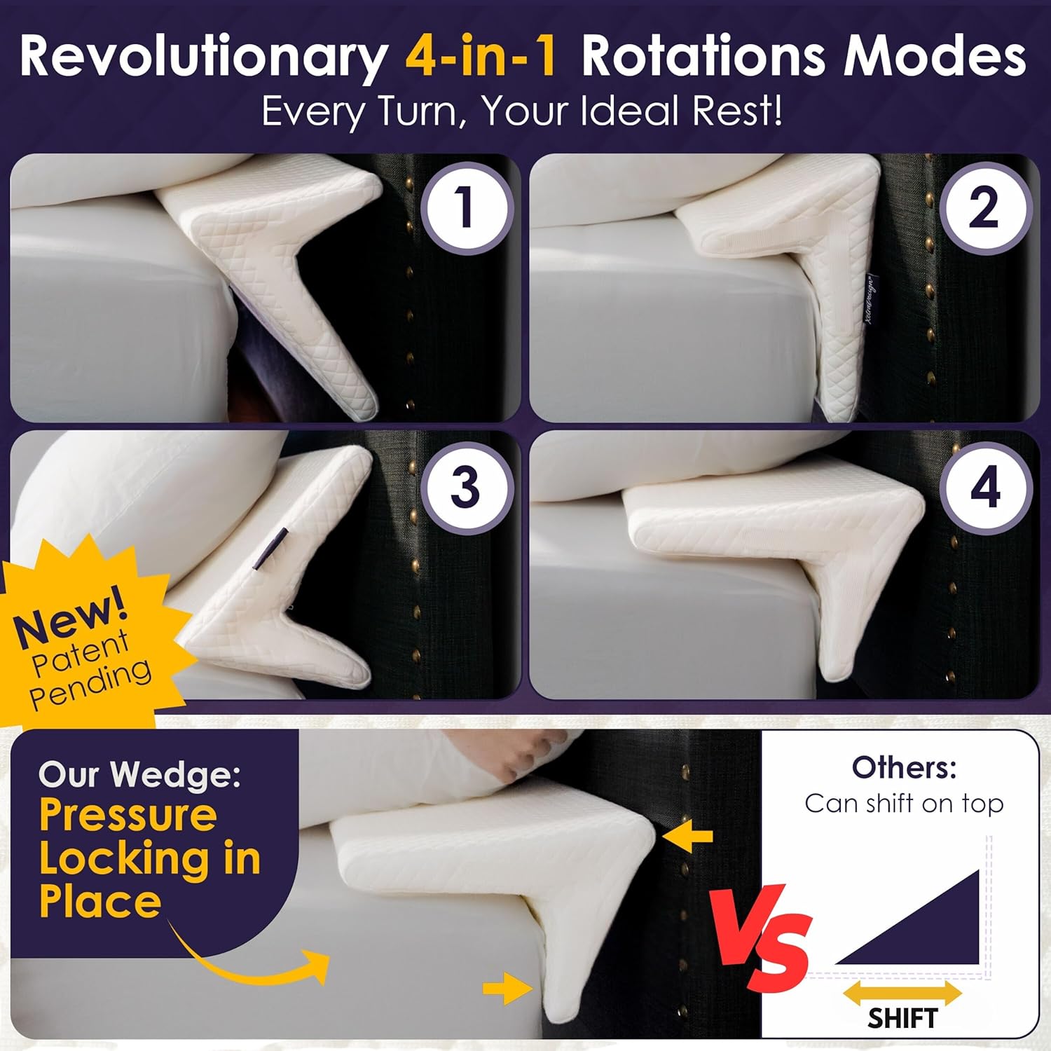 Thumbnail 1 de XetraDesign Bed Wedge Pillow for Headboard Gap (King 76")