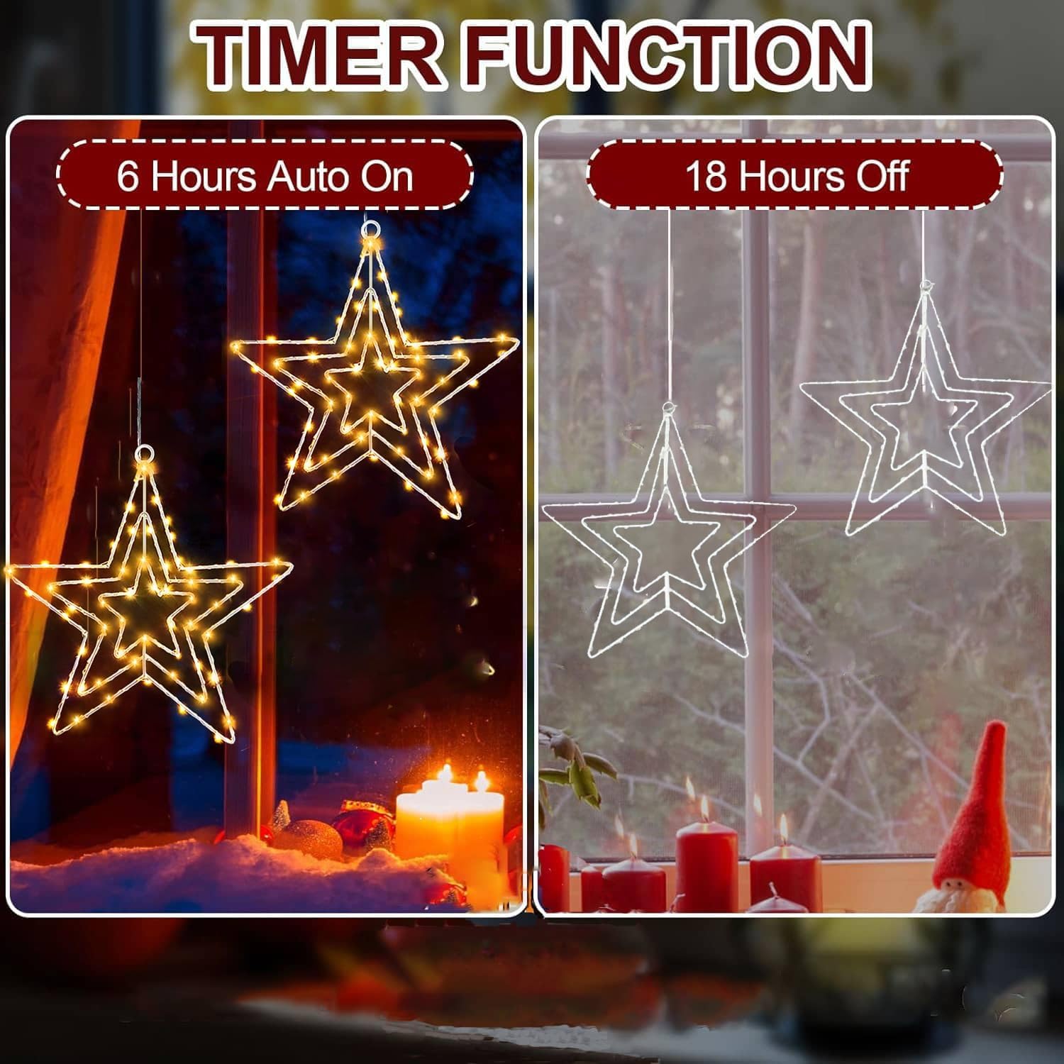 Thumbnail 1 de Joysing JS-STAR Christmas Star Window Lights, 2-Pack with Timer