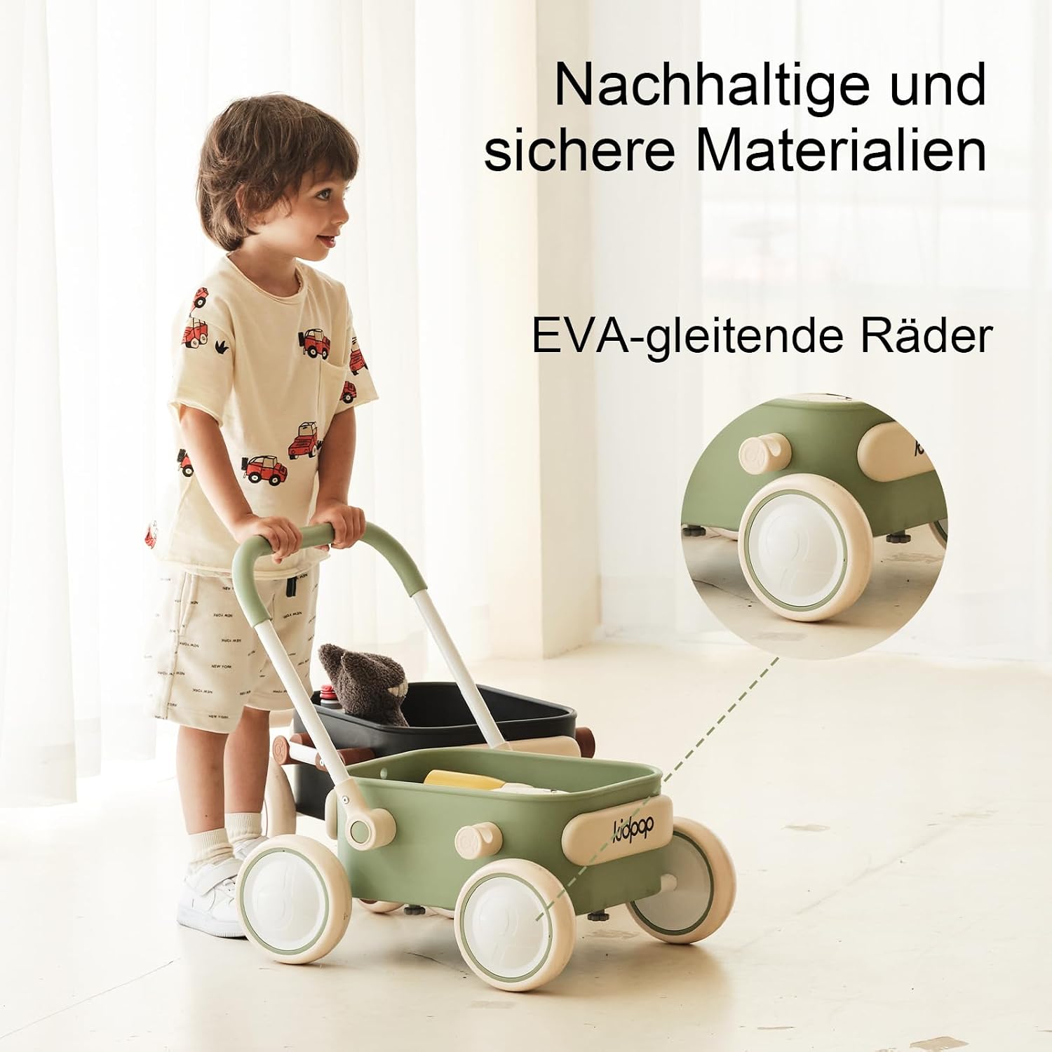 Detalle de Kidpop PULA 2-in-1 Baby Lauflernwagen für Indoor & Outdoor (grün)