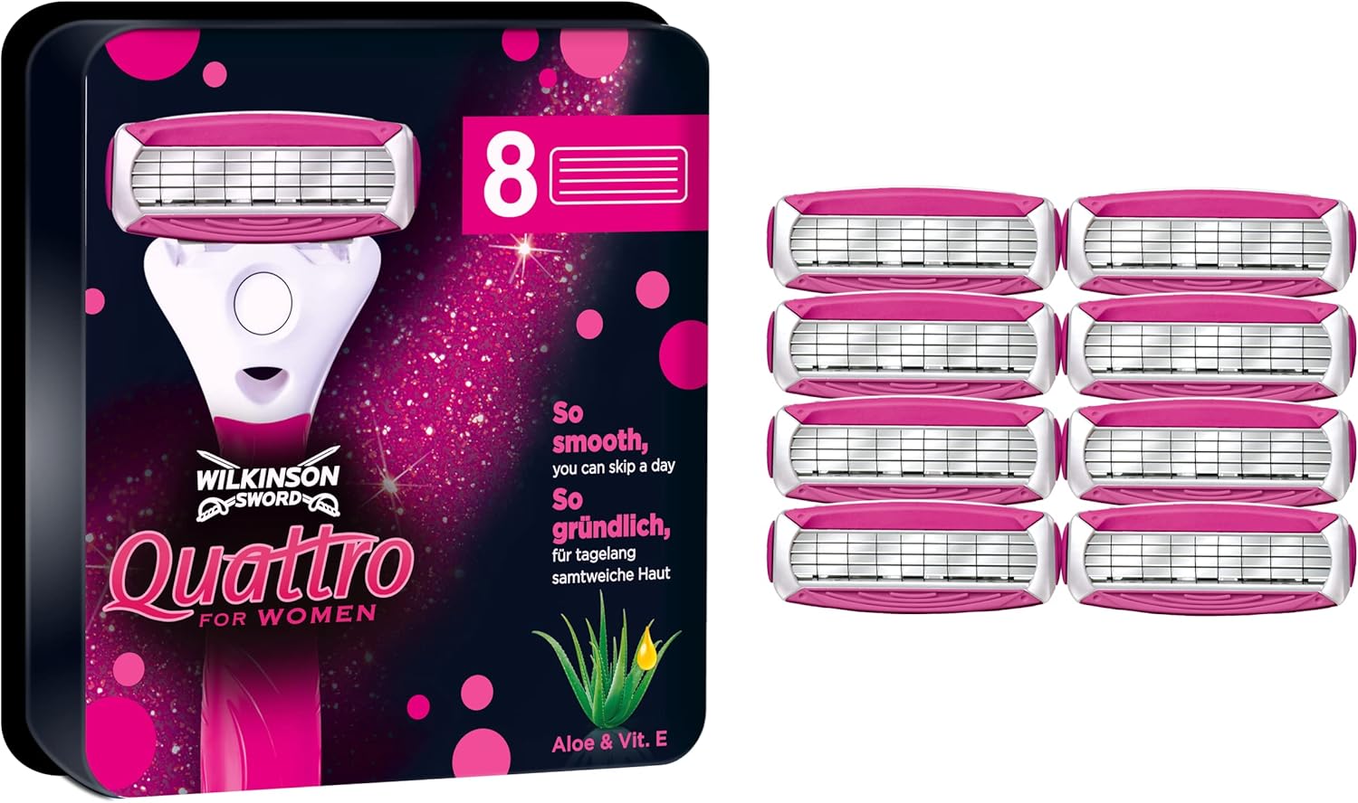 Detalle de Wilkinson Sword Quattro For Women – Confezione 8 lame di ricambio per rasatura efficiente