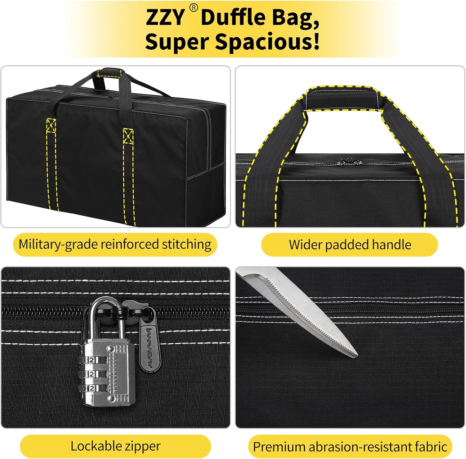 Thumbnail 2 de 130L Extra Large Duffle Bag – 35 inch Holdall, Heavy Duty, Water Resistant & Lockable