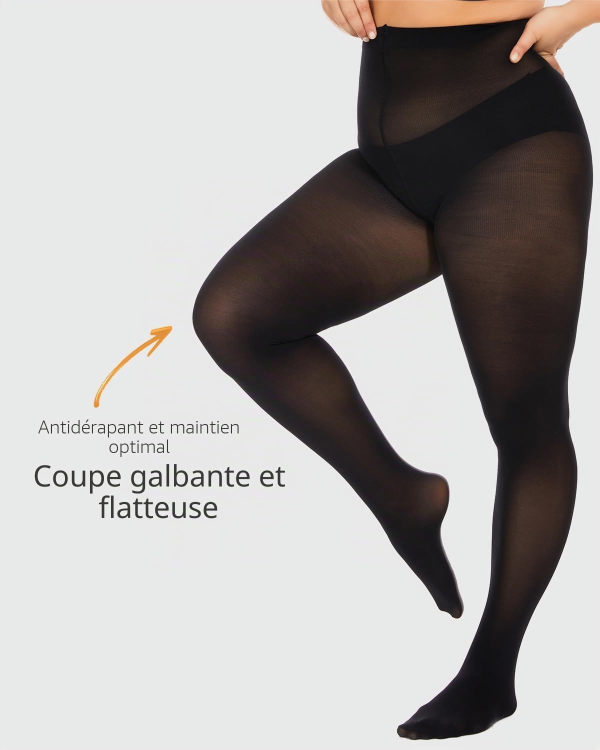 Thumbnail 2 de DUCMODA Collant Grande Taille Femme Doux Curvy Taille Haute Semi Opaque XL-4XL