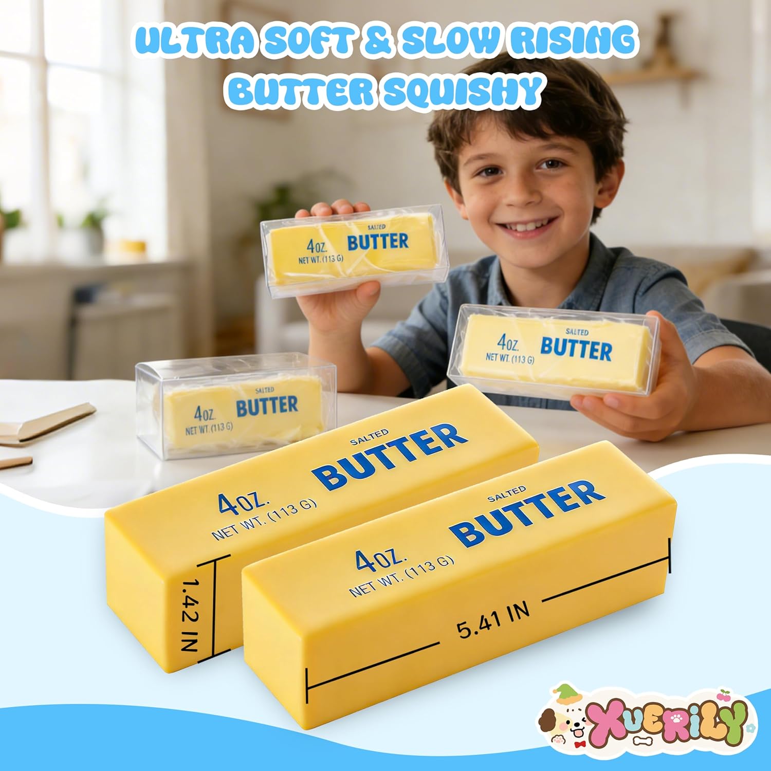 Detalle 2 de XUERILY 4-Pack Squishy Stress Ball & Slow Rising Butter Squishy Fidget Toys Set