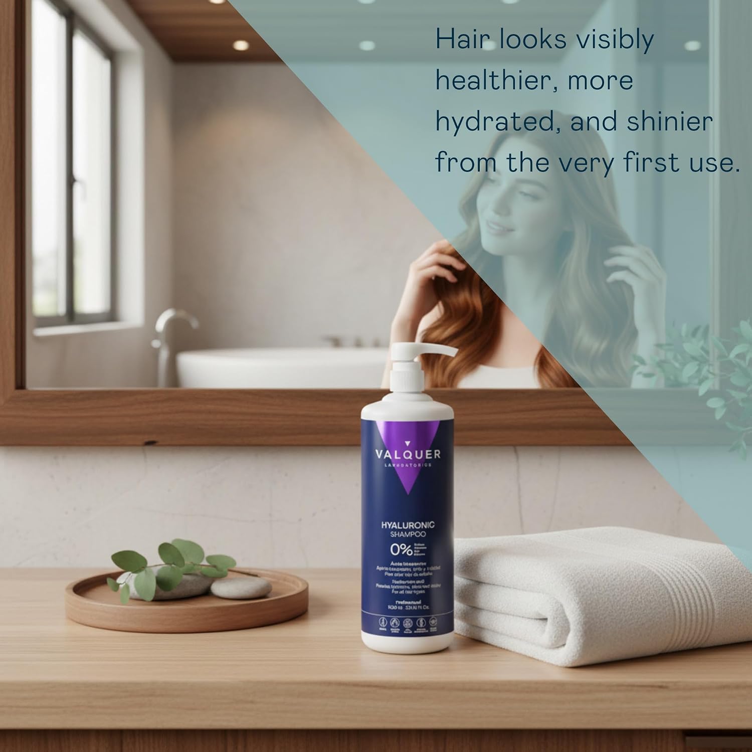 Detalle 1 de Valquer Hyaluronic Acid Shampoo, 1 L, with Vegetable Keratin and a Sulphate-Free Formula