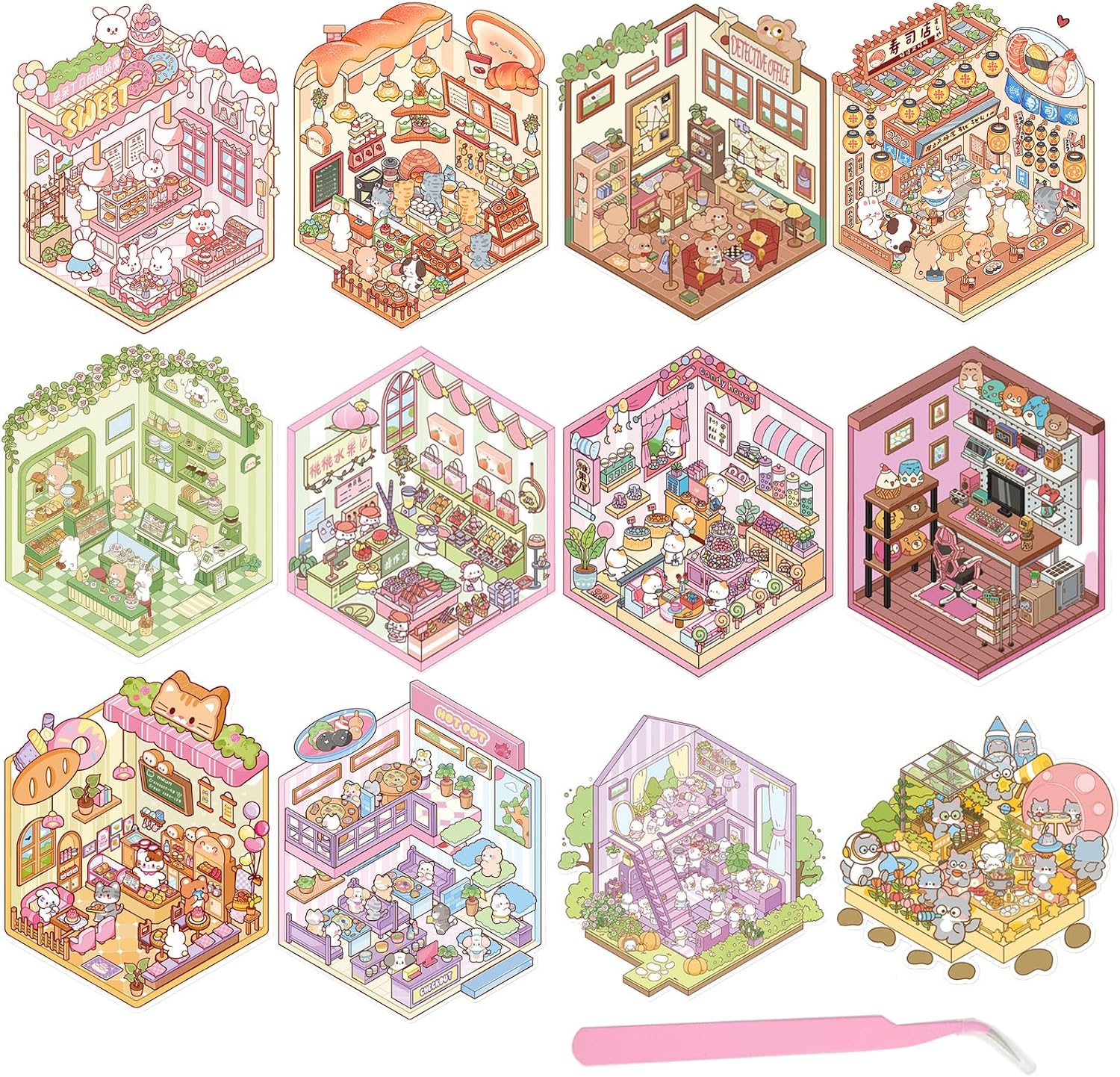 Detalle de SYCARON 3D sticker scene set, 12 scenes