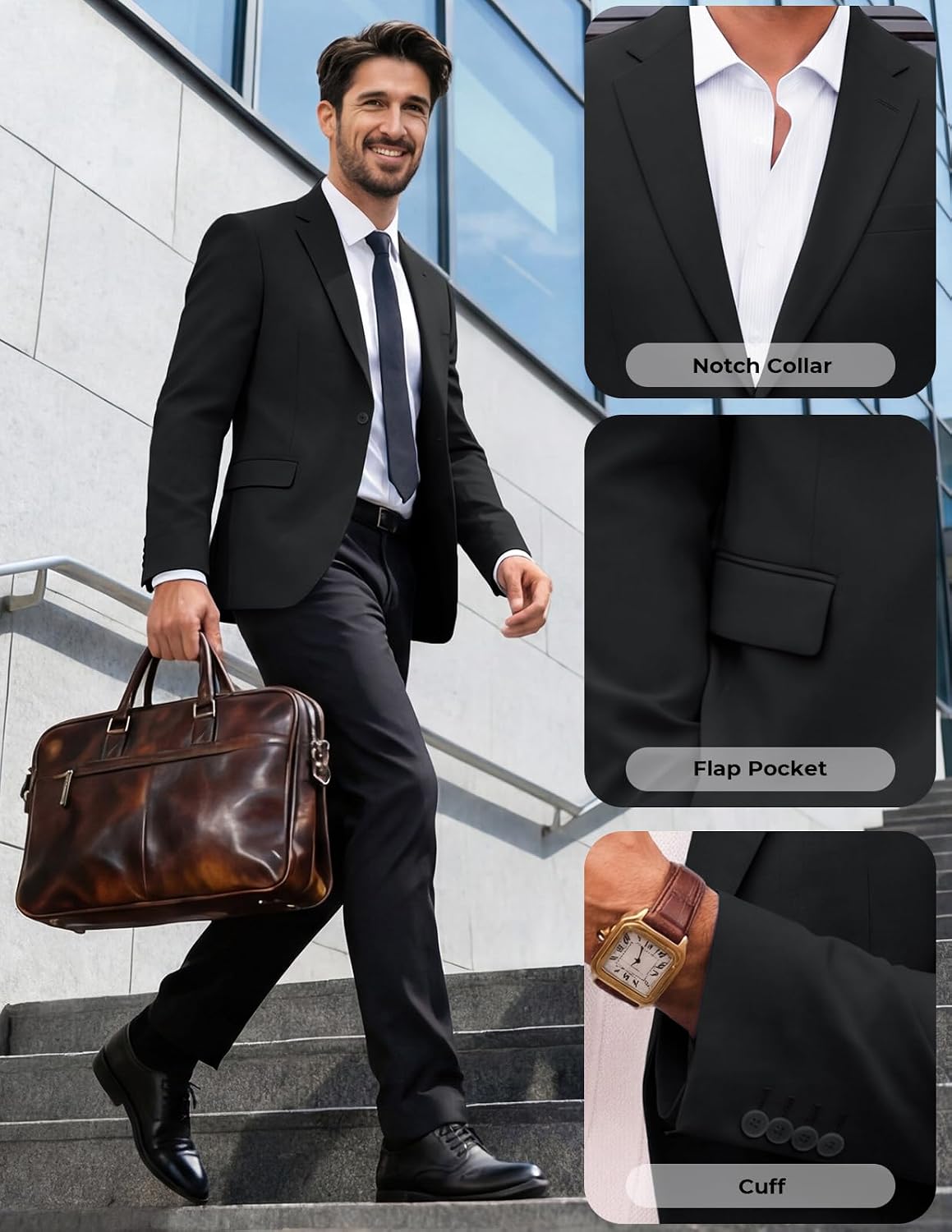 Detalle 2 de PJ PAUL JONES Lightweight Men's Sport Coat, Slim Fit, One-Button, Breathable