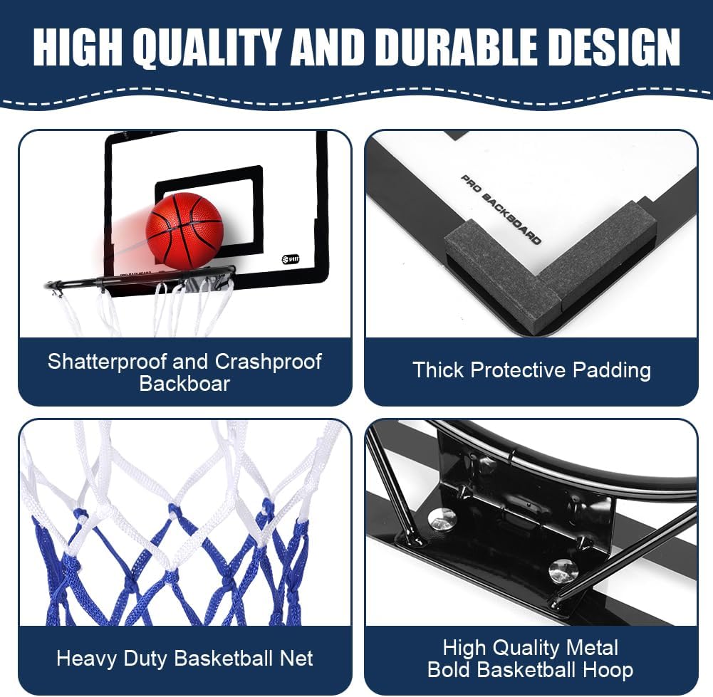 Detalle 2 de OSDUE Mini Basketball Hoop Set – Wall mounted indoor hoop with 4 rubber balls & portable pump