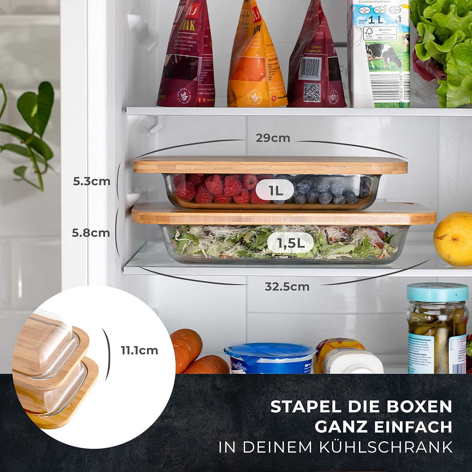 Thumbnail 1 de Exitoso Juego de Cajas para Untar de Bambú y Cristal 🥣