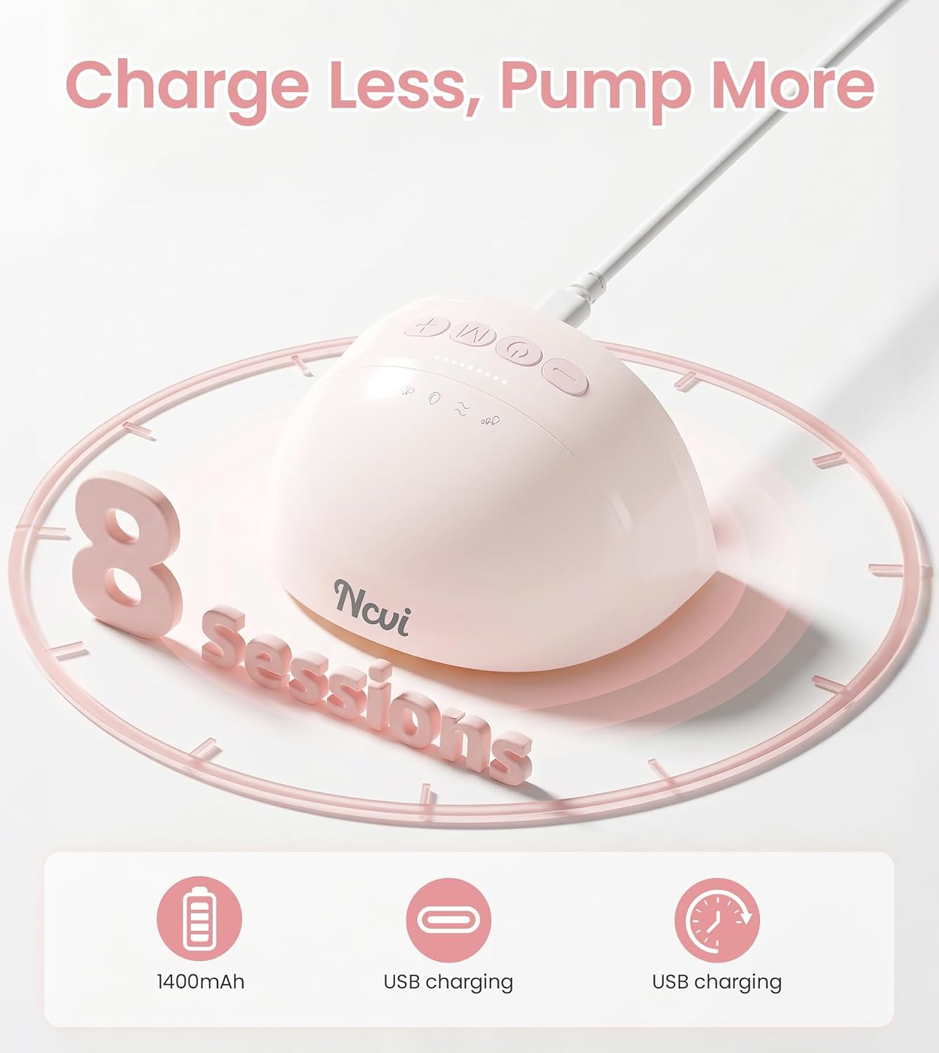 Thumbnail 3 de NCVI AM8111 Wearable Breast Pump, 4 Modes, 9 Levels, Under 42 dB