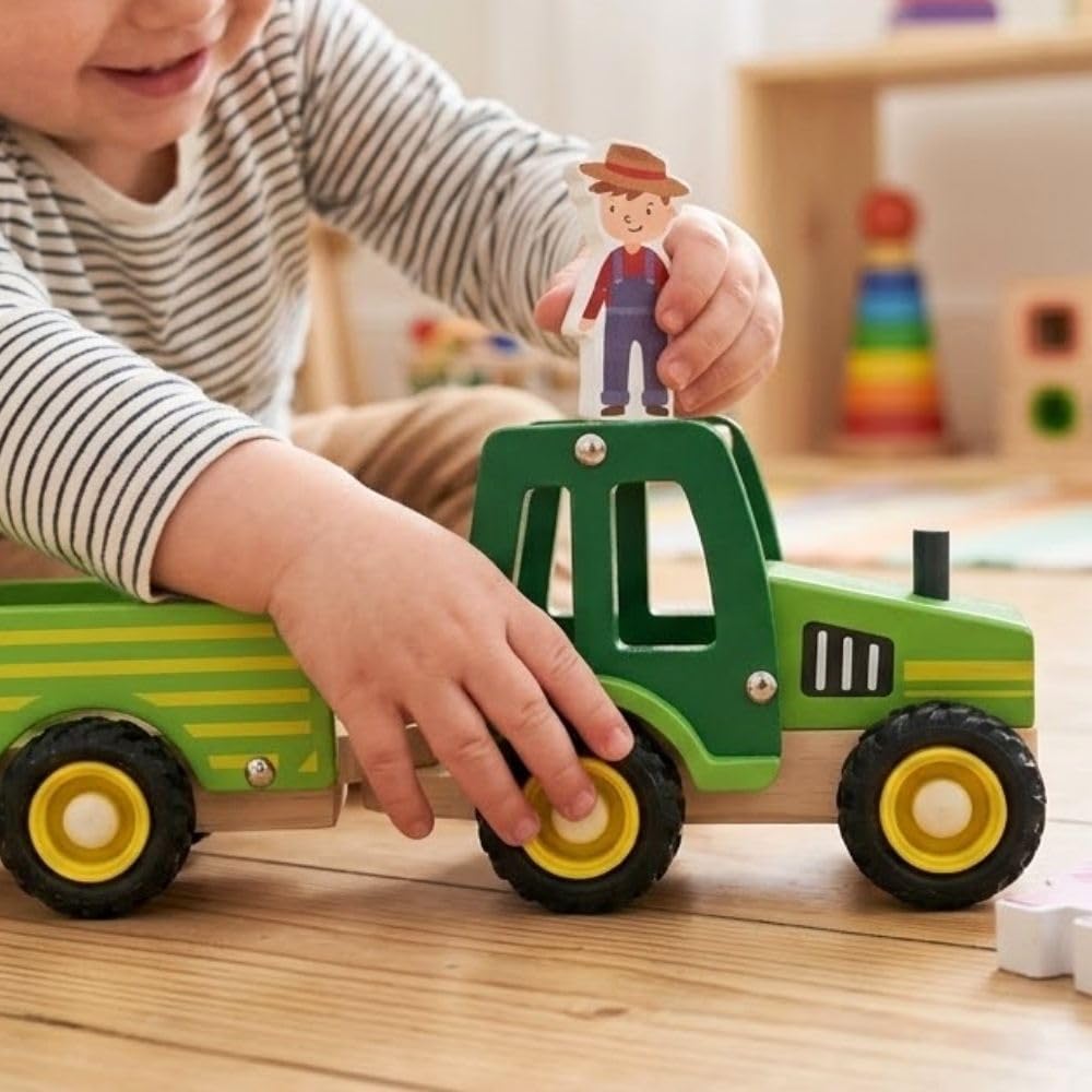 Thumbnail 5 de Jaques of London Wooden Tractor Toy – Red Tractor for Toddlers