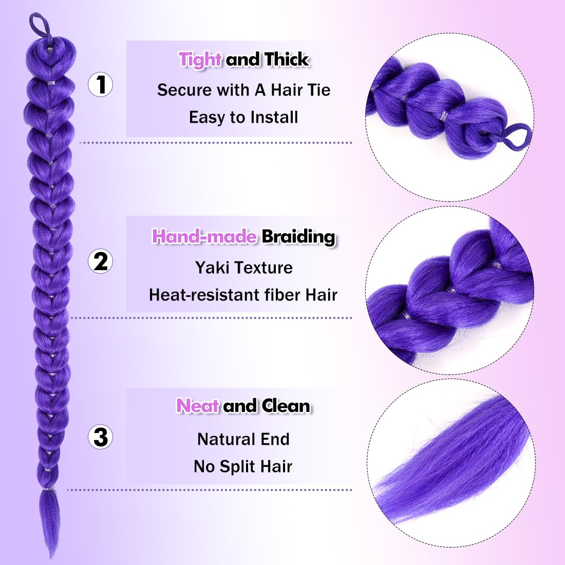 Detalle 2 de Getgal Braided Ponytail Extension, 30-Inch