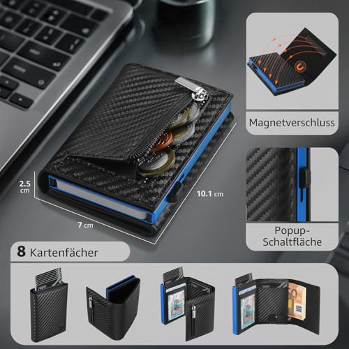 Detalle de TEEHEON Geldbörse Herren – Slim Wallet mit Münzfach & RFID-Schutz
