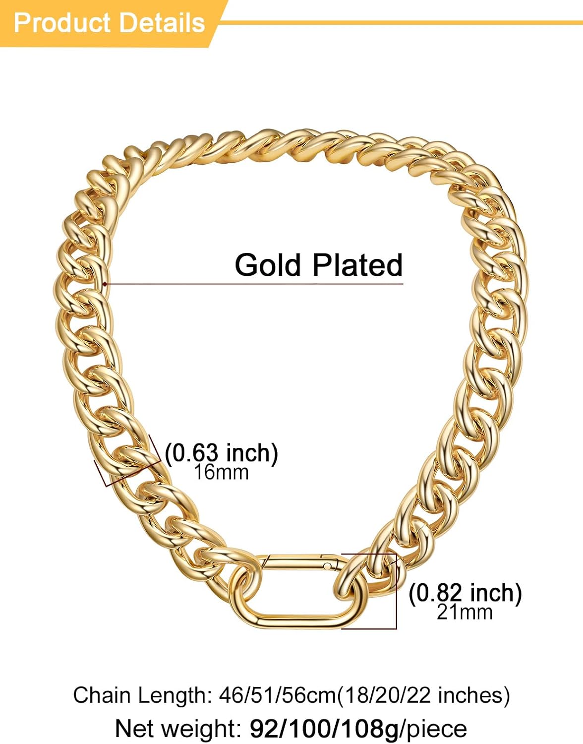 Detalle 2 de U7 Collana Cubana 16 mm 51 cm