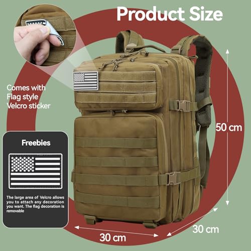 Detalle de Delgeo Mochila Táctica 45L Militar: gran capacidad, impermeable y plegable para montaña, senderismo, camping y viajes