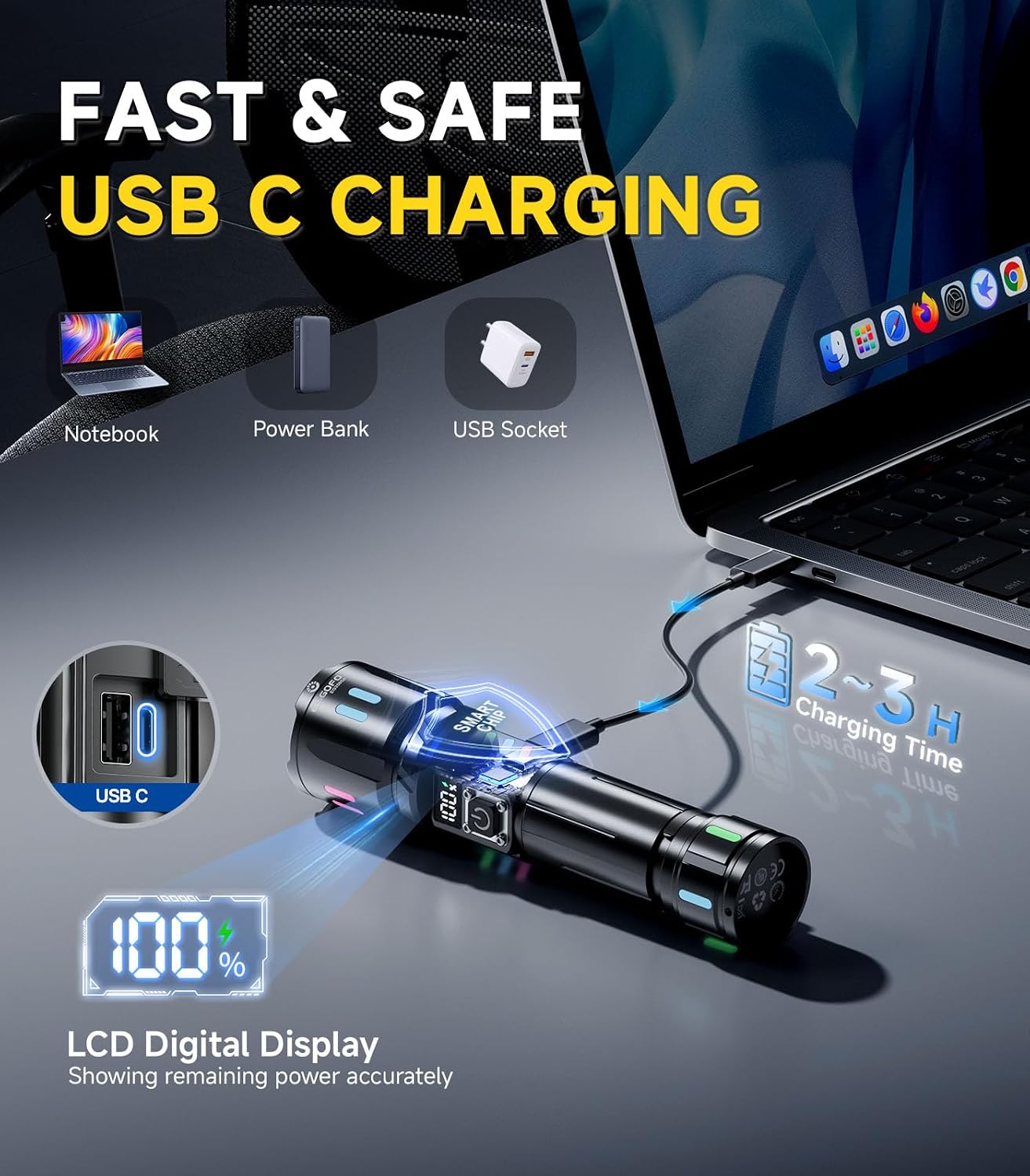 Detalle de Esgofo Taschenlampe LED 1000 m Reichweite