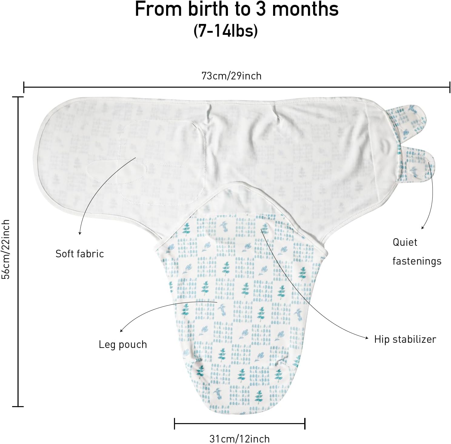 Thumbnail 1 de Soarwg Kids Adjustable Baby Swaddle Blankets (0–3 Months) – 3 Pack Breathable Cotton Wraps, Oeko-TEX Certified