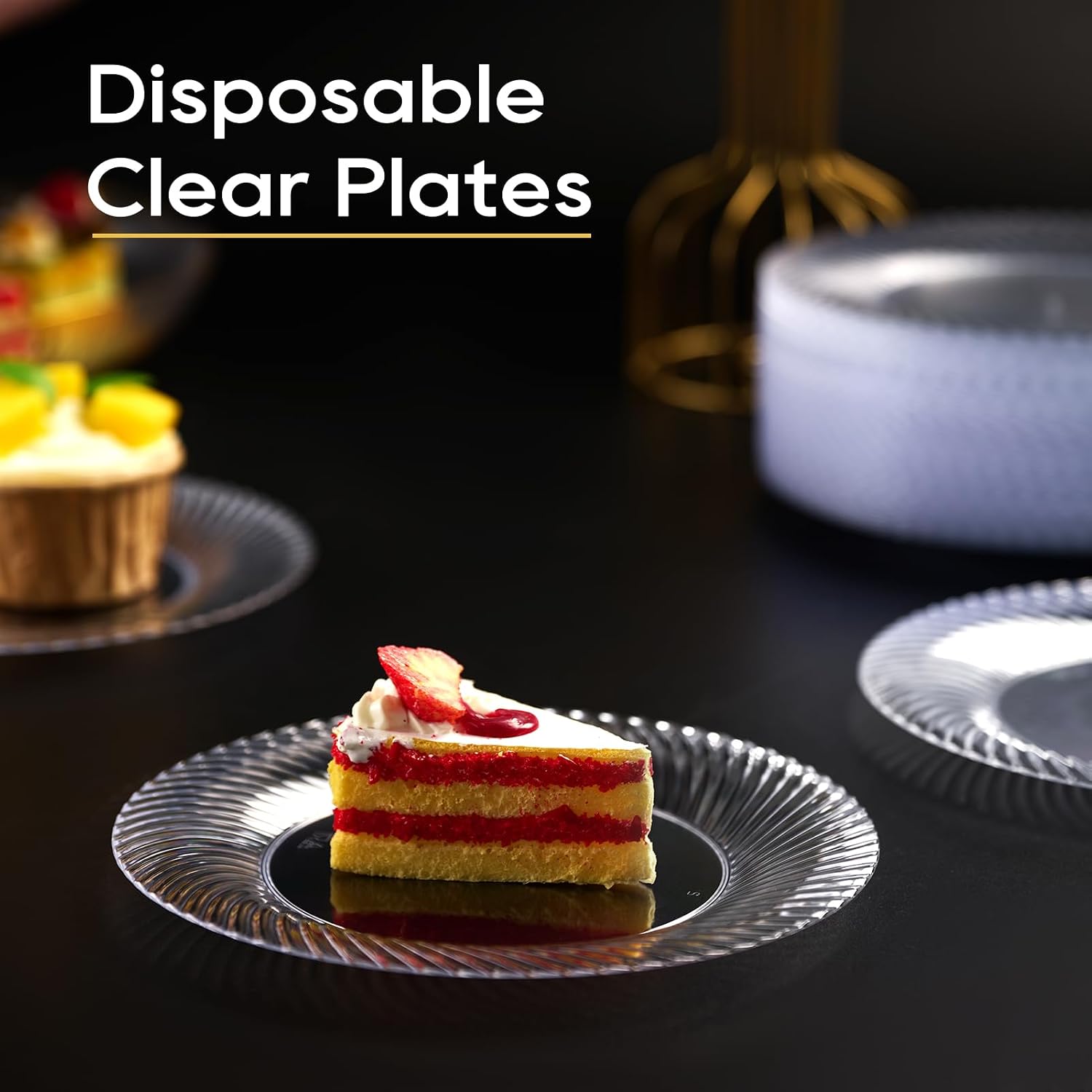 Thumbnail 4 de FOCUSLINE 7 Inch Clear Plastic Plates - 100 Count Heavy Duty Disposable Plates for Weddings, Parties & Events