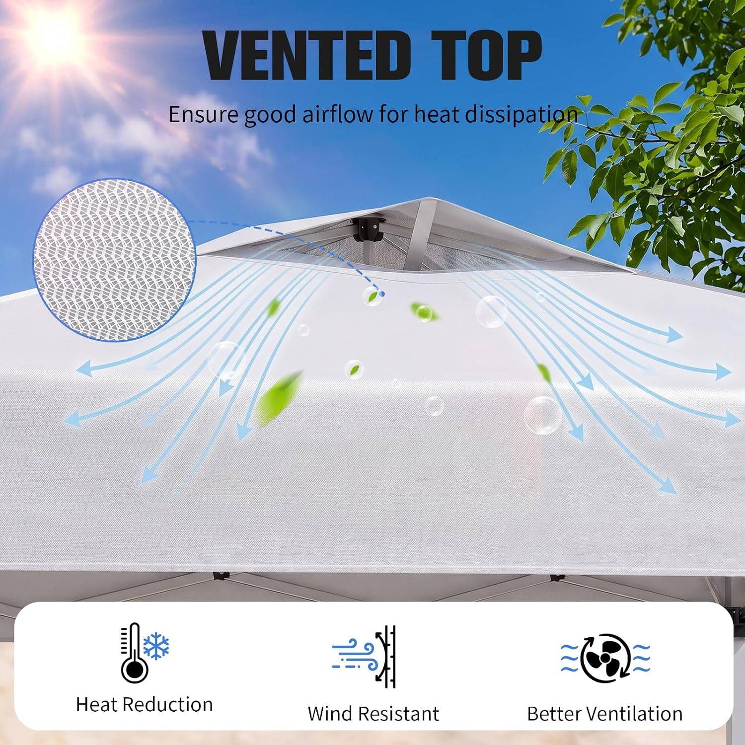 Detalle 2 de Arforbys 003 10x10 Pop-Up Canopy Tent, UPF 50+ Shade, Vented Roof