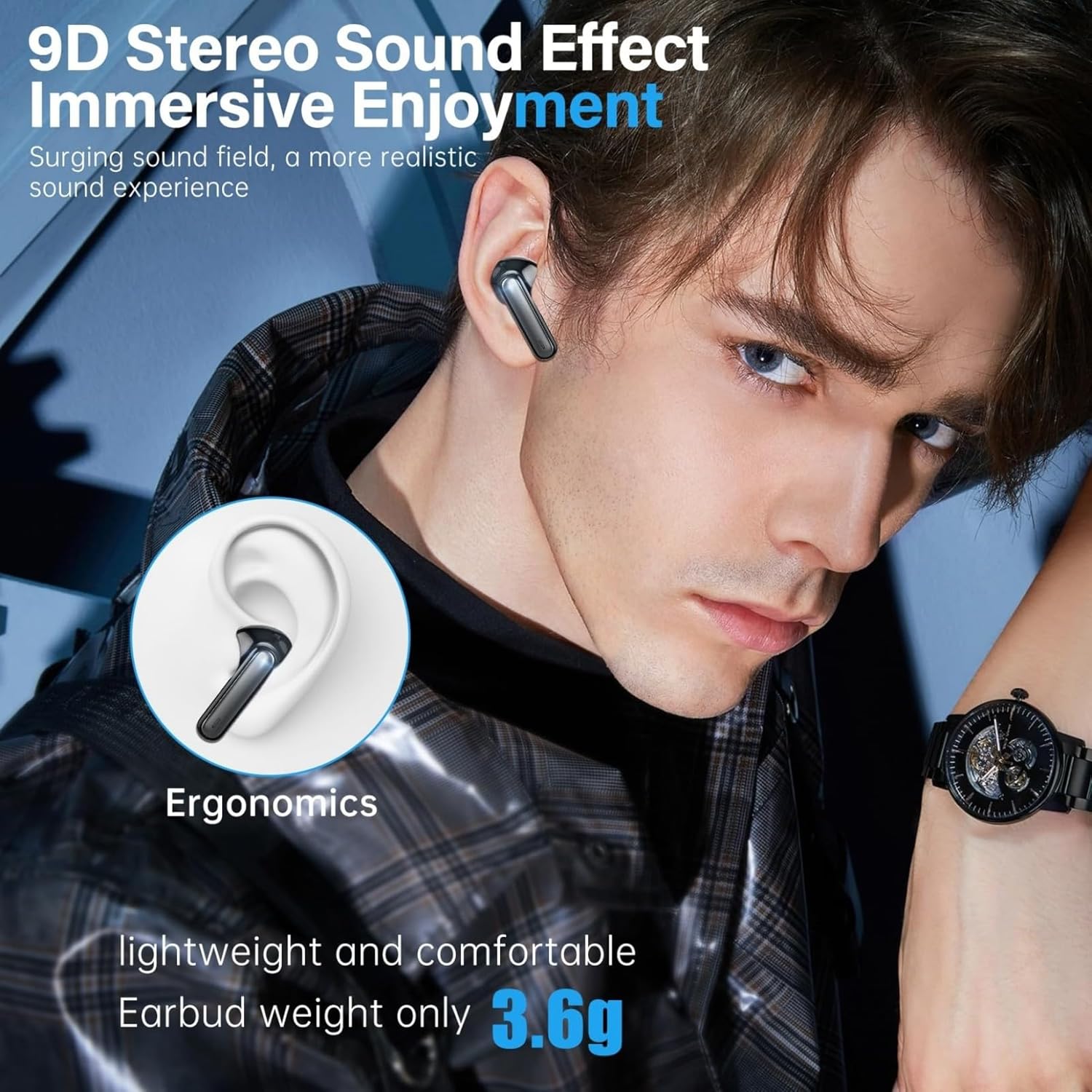 Detalle de Fhumsh Wireless Earbuds with LED Display and Bluetooth 5.3