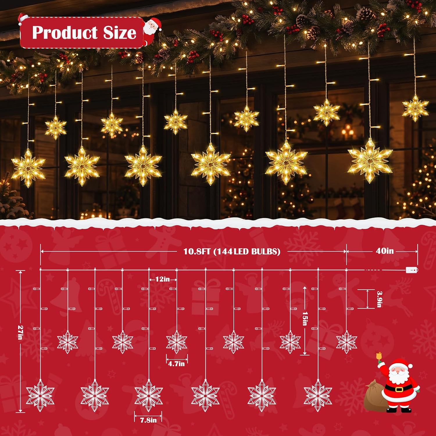 Detalle de ELKTRY Christmas window lights with 9 stars